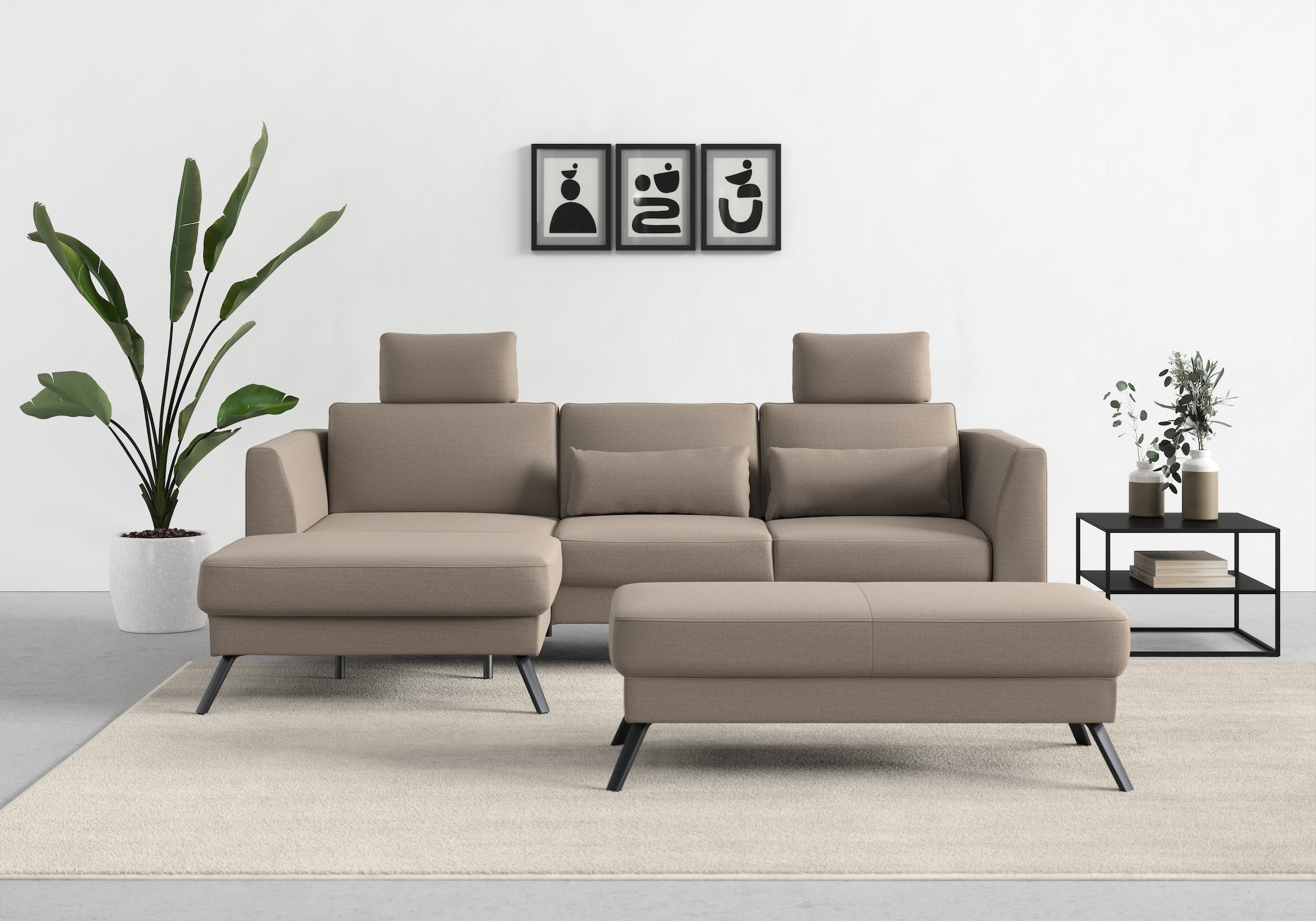 sit&more Ecksofa »Lindholm L-Form«, mit Sitztiefenverstellung und Federkern