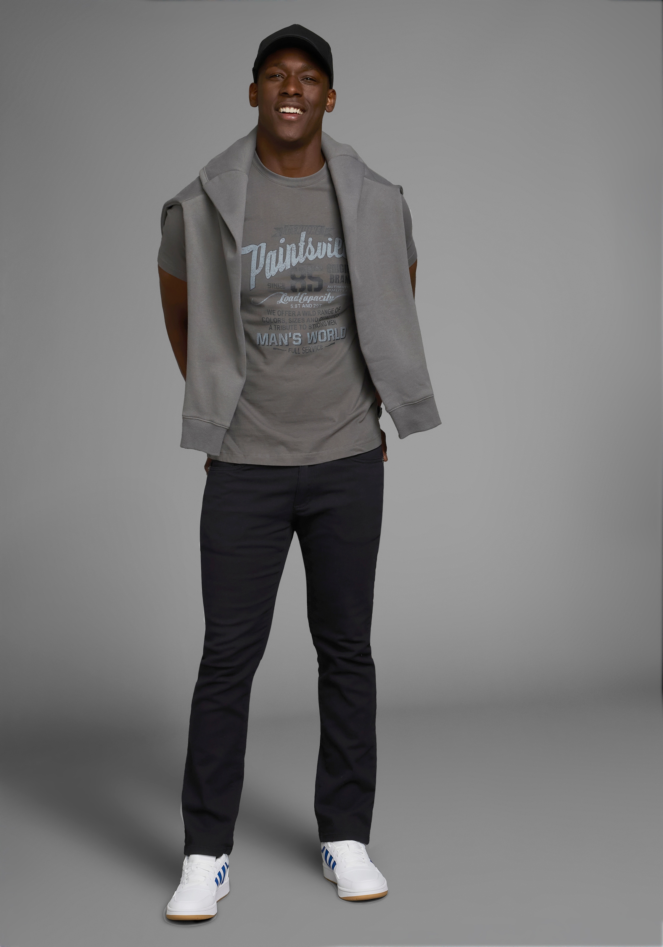 Man's World T-Shirt, Kurzarm, mit stylischem Print, Rundhalsausschnitt, aus Baumwolle