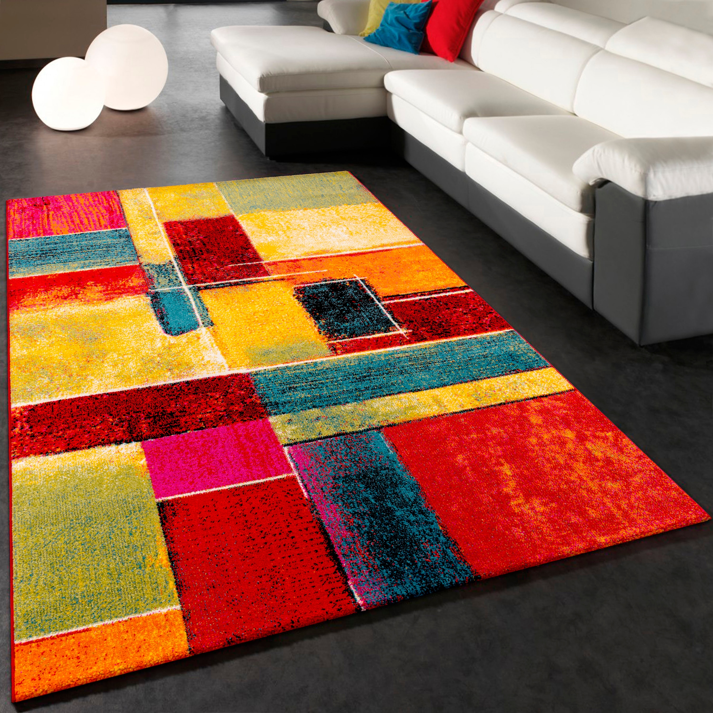 Paco Home Teppich »Canvas 783«, rechteckig, Kurzflor, modernes Patchwork  Design | BAUR