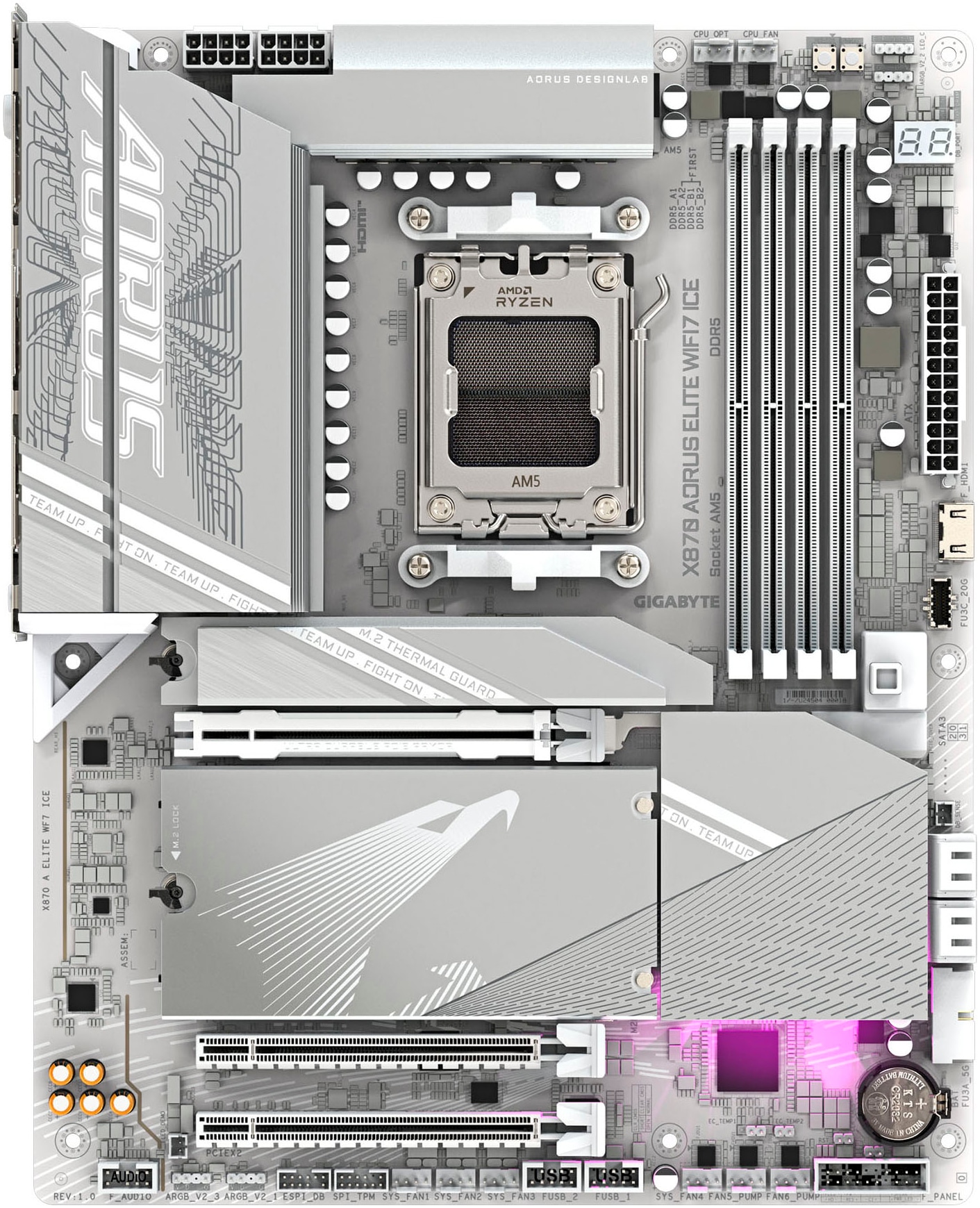 Gigabyte Mainboard »X870 AORUS ELITE WIFI7 ICE Mainboard - Unterstützt AMD Ryzen 9000 CPUs«