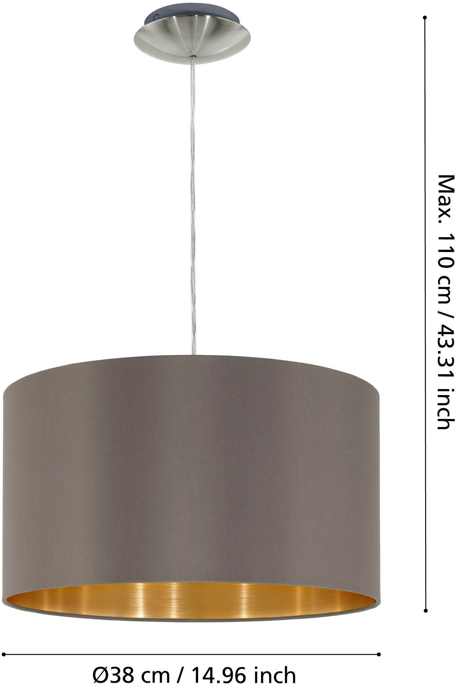 EGLO Pendelleuchte »MASERLO«, 1 flammig, Leuchtmittel E27 | ohne Leuchtmittel, Textil Hängeleuchte, cappuccino-gold, Lampenschirm, E27, Ø 38 cm