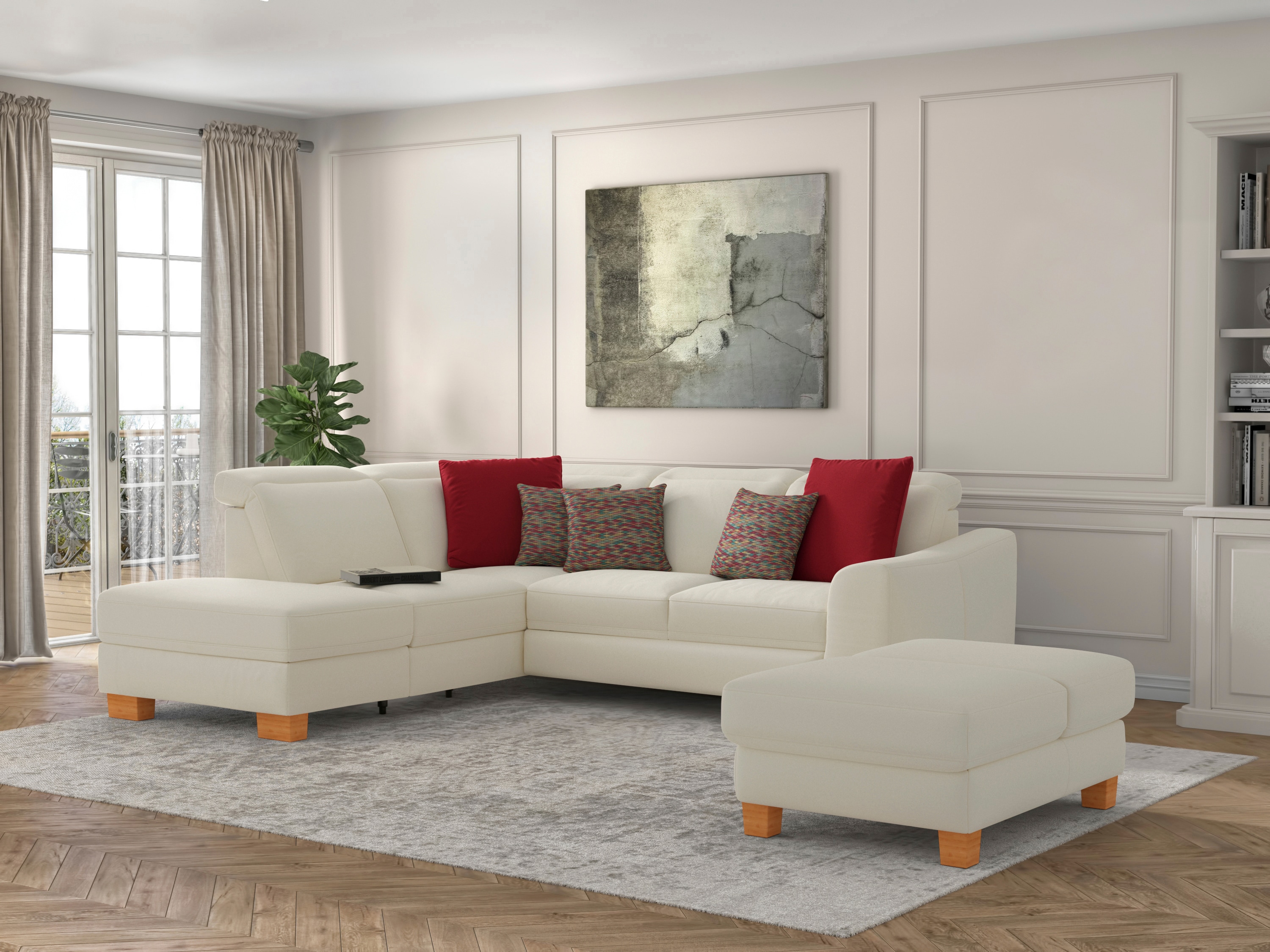sit&more Ecksofa "Dundee L-Form" mit Federkern und Massivholzfüßen, wahlweise mit Kopfteilverstellung