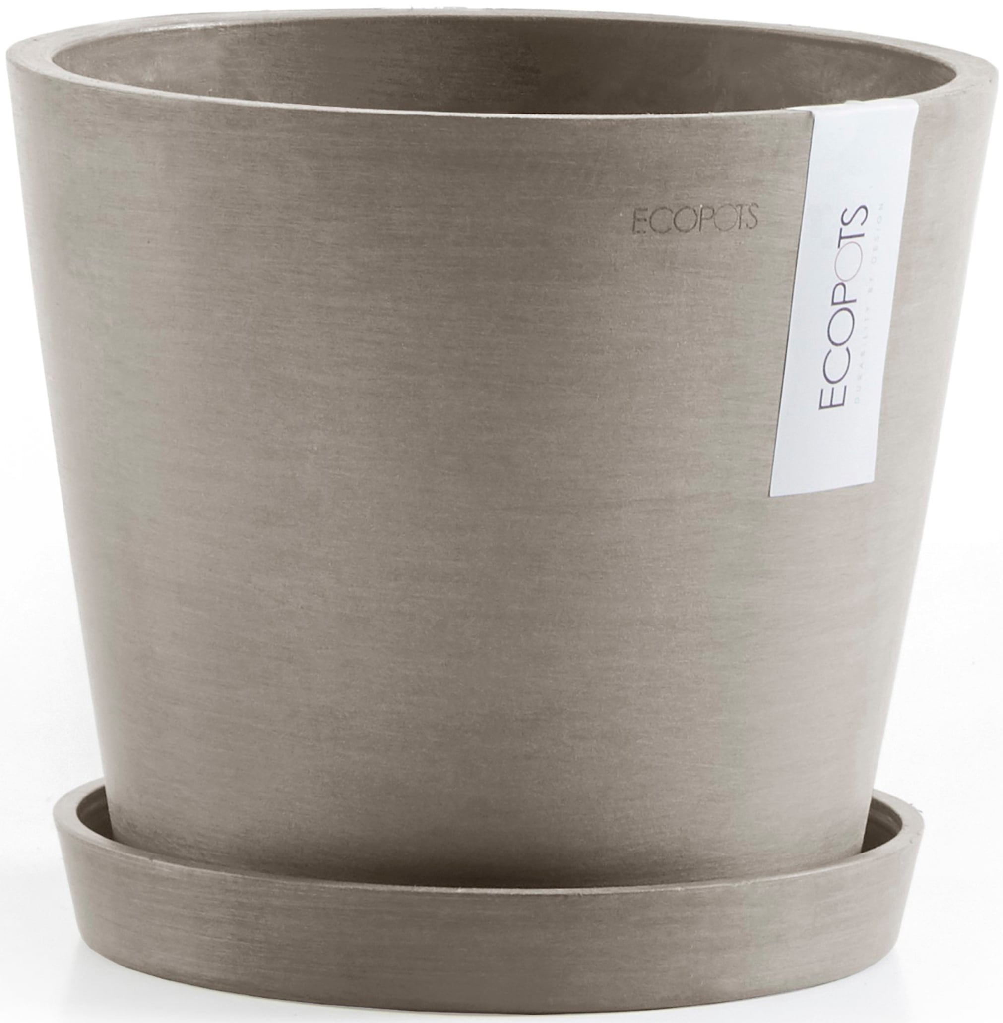 ECOPOTS Blumentopf "Amsterdam 20 + Wassersystem Taupe", für innen und außen: frostsicher, bruchsicher und lichtbeständig