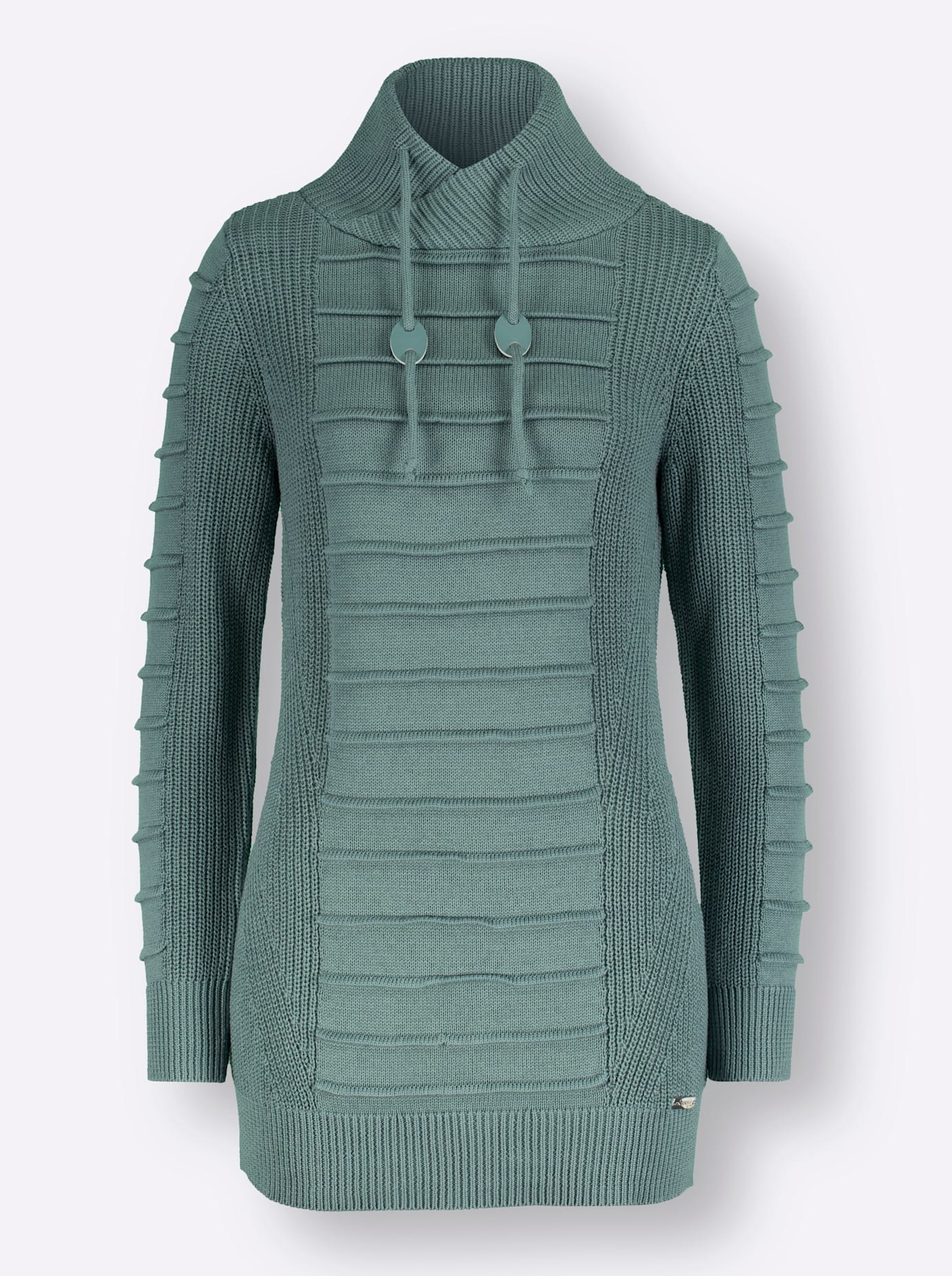 Longpullover CASUAL LOOKS "Longpullover", Damen, Gr. 40, grün (jade), 50% Baumwolle, 50% Polyacryl, unifarben, Pullover Longpullover 3