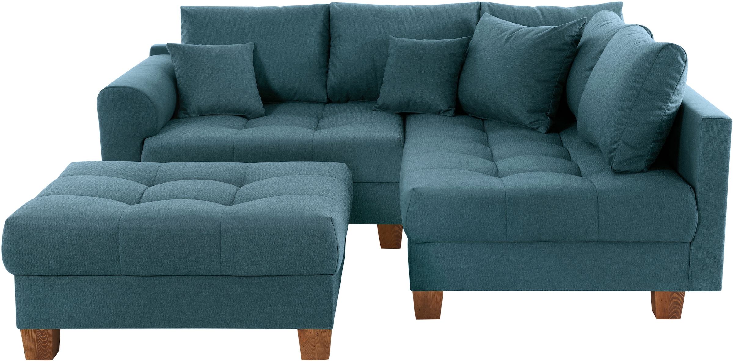 Home affaire Ecksofa "Rice L-Form, B: 216 cm" Set: Sofa & Hocker, mit 3 Zie günstig online kaufen