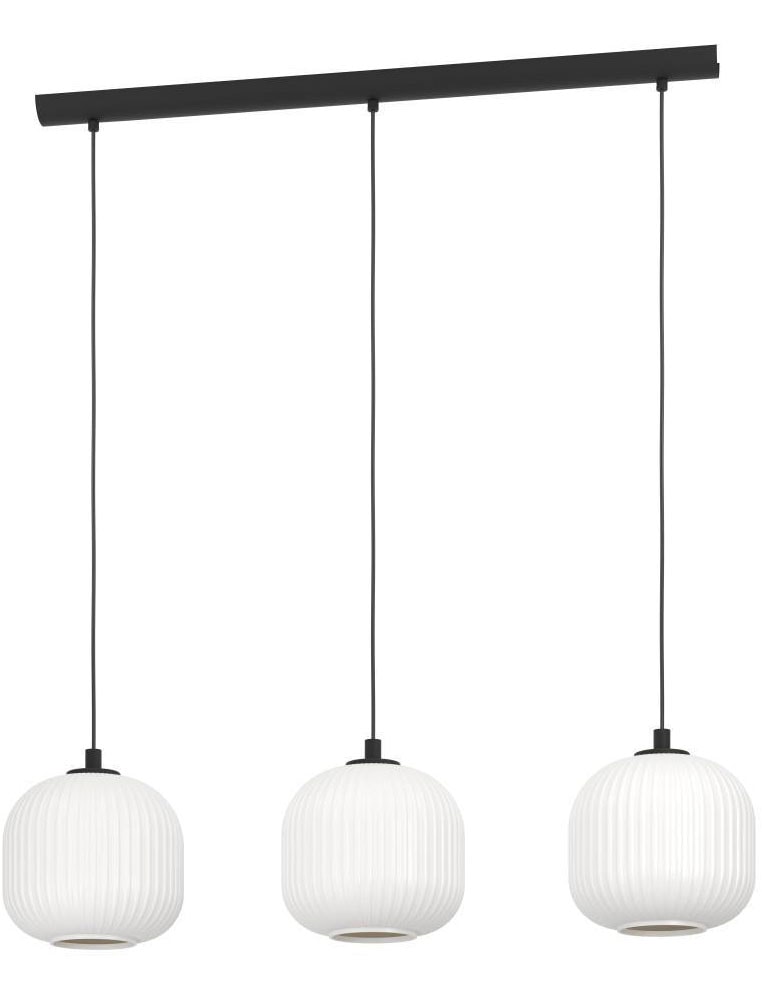 EGLO Hängeleuchte »MANTUNALLE«, 3 flammig, Leuchtmittel E27 | ohne Leuchtmittel, Pendelleuchte, Metall in schwarz und Glas in weiß, E27 Fassung, 120 cm