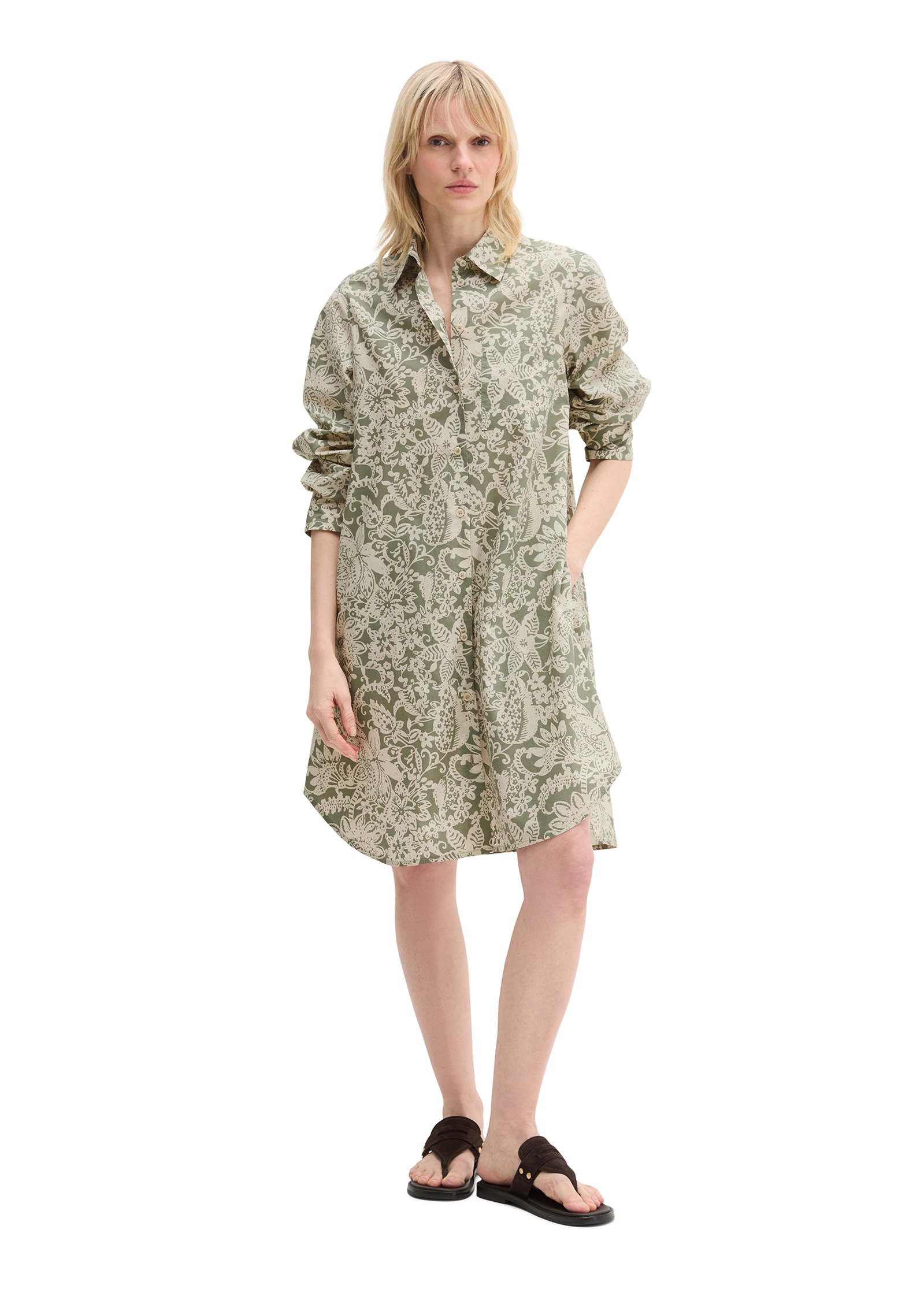 Marc O'Polo Hemdblusenkleid »aus Papertouch-Popeline mit Allover-Print«