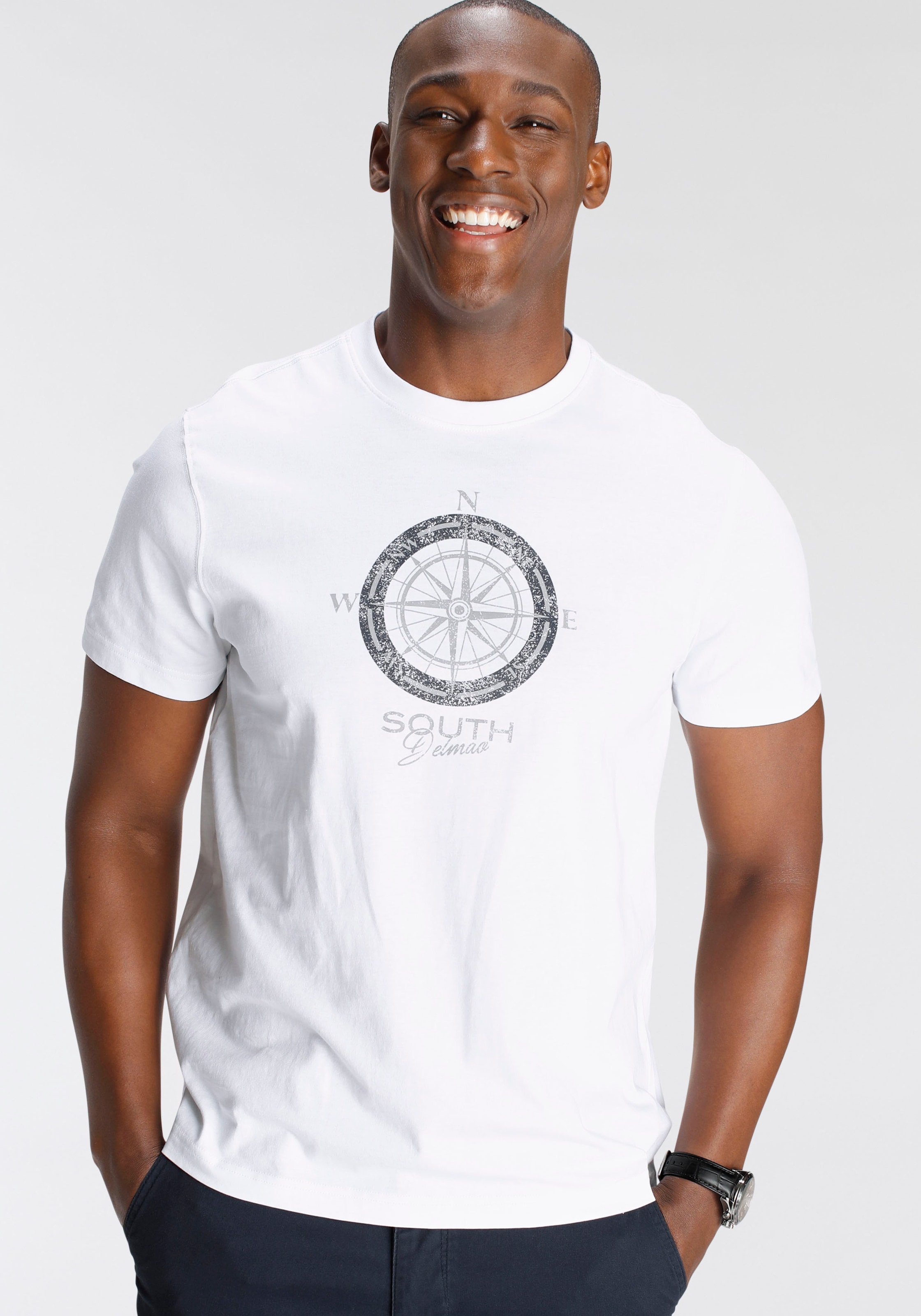 DELMAO T-Shirt, Kurzarm, bedruckt, Rundhals, aus Baumwolle