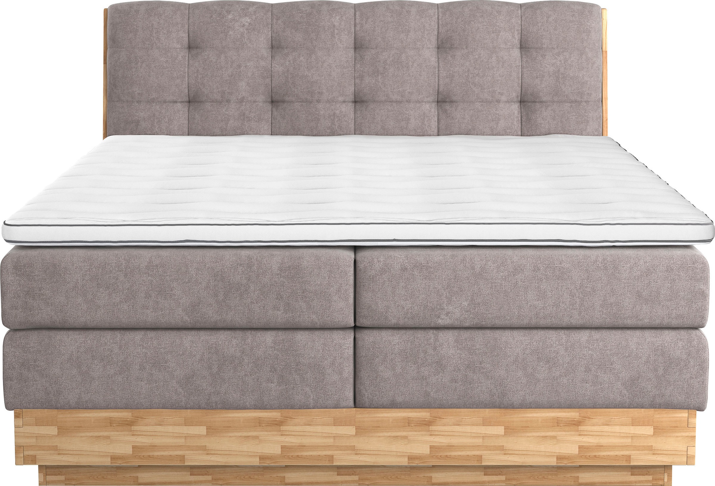 Boxspringbett HOME AFFAIRE "Naome", grau (stone), B:181cm L:217cm, 100% Polyester, Komplettbetten, Boxspringbett, Boxspringbett, Inklusive Topper 5