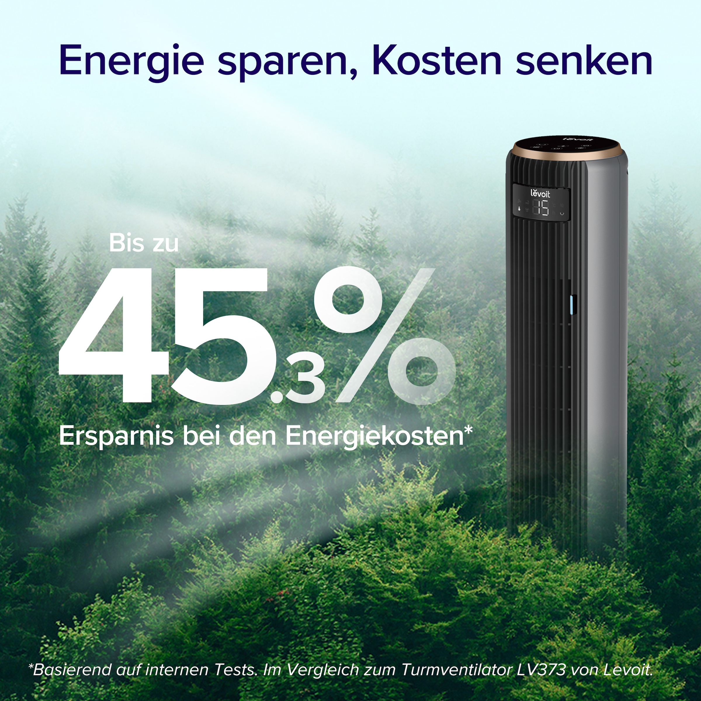 Levoit Turmventilator »Tempsense 36 DC« mit Fernbedienung, oszillierend, 15 Lüftergeschwindigkeiten