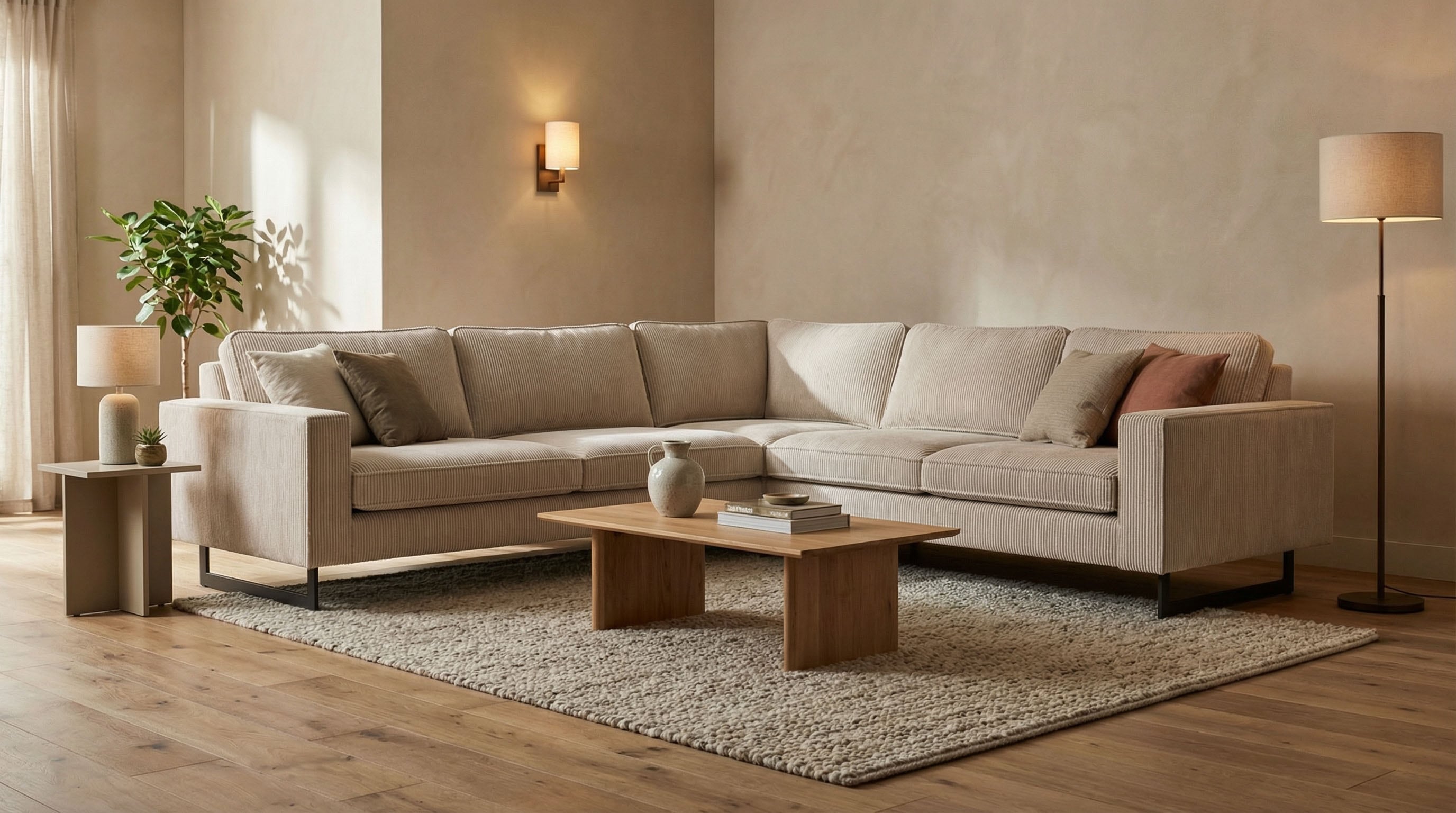 OTTO home Ecksofa "Pinto, XXL, 250/290 cm, langer Schenkel, Ottomane" Cord, Chenille, Lederoptik, mit Keder, Metallfüße, Wellenunterfederung