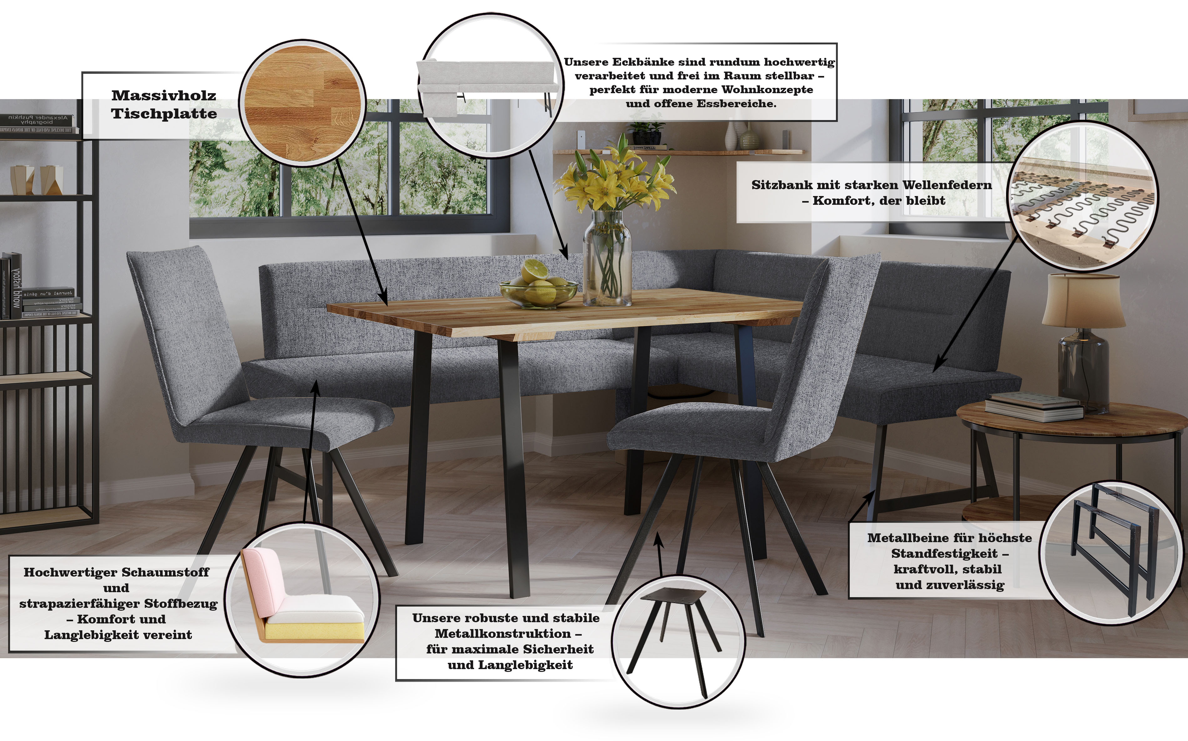 Thumbnail - OTTO home Eckbank "Sava" mit Wellenfederung im Sitz