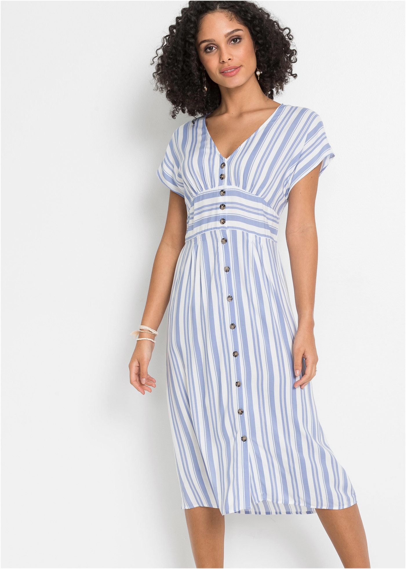 bonprix Midikleid für warme Tage, aus Viskose, ausgestellte Passform günstig online kaufen