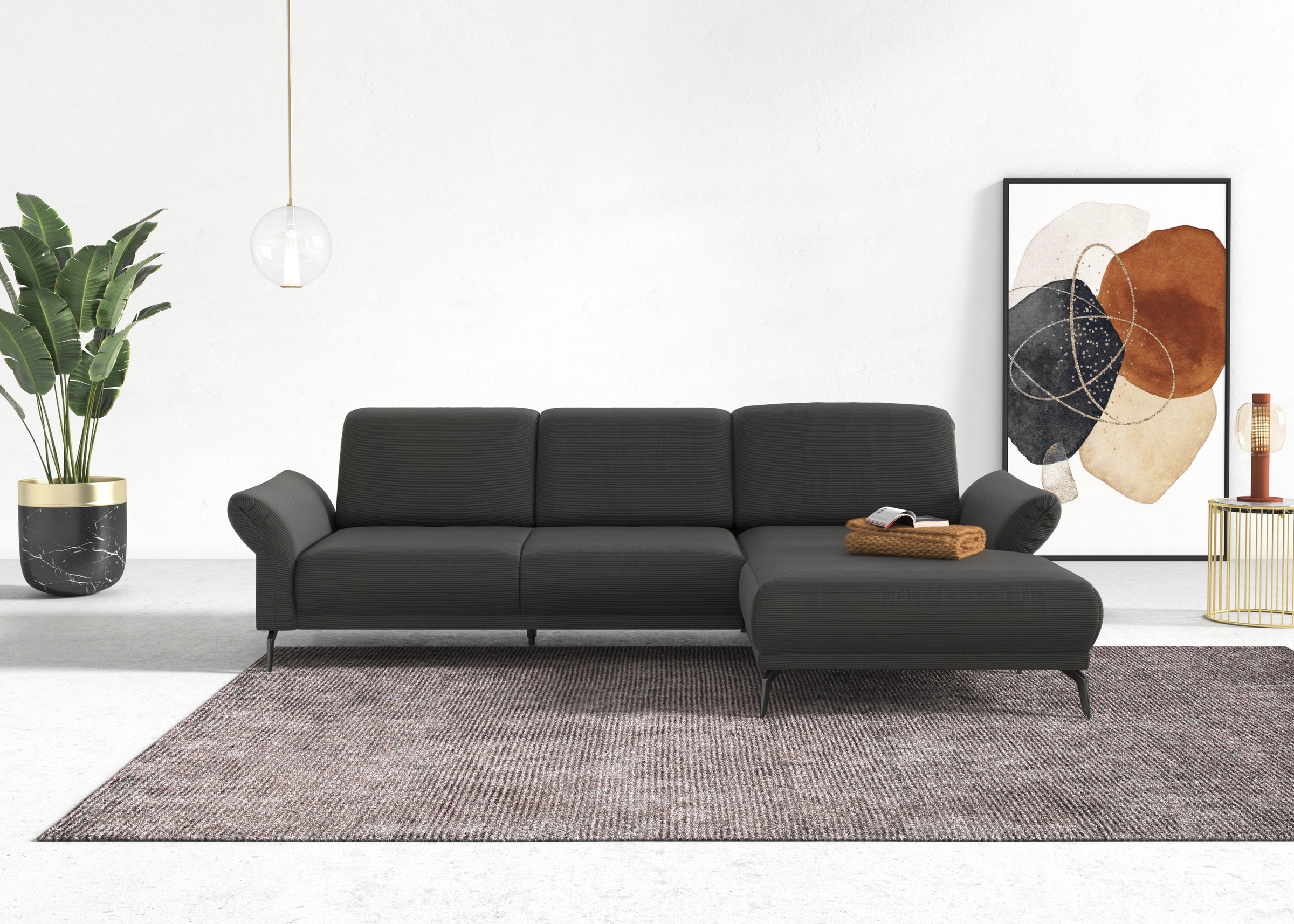 Thumbnail - Home affaire Ecksofa "Coco L-Form" Sitztiefen-, Arm- und Kopfteilverstellung, Cord-Bezug, Fußhöhe 15 cm