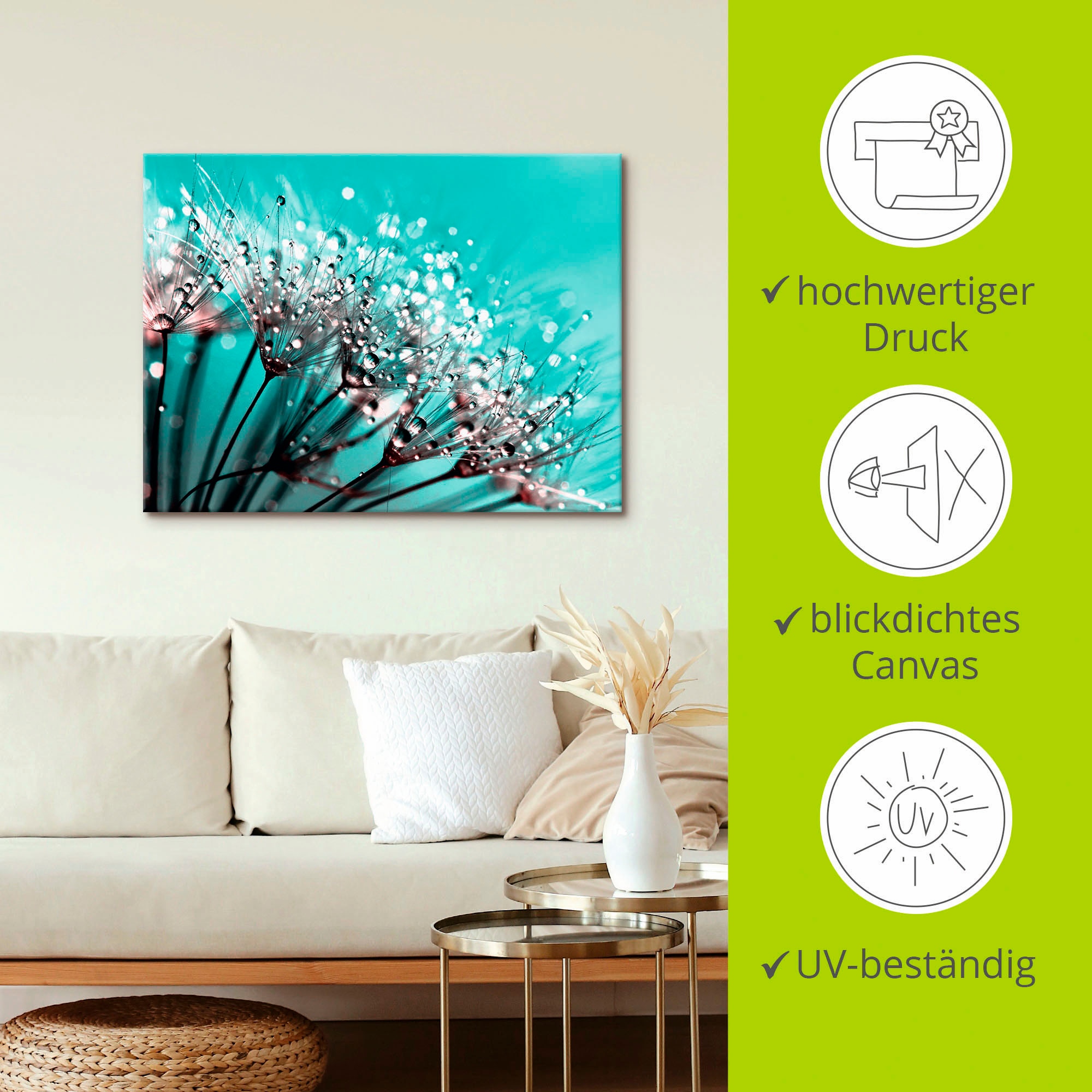 Artland Wandbild »Glitzernde Pusteblume I«, Blumen, (1 St.), als Leinwandbild, Poster in verschied. Größen