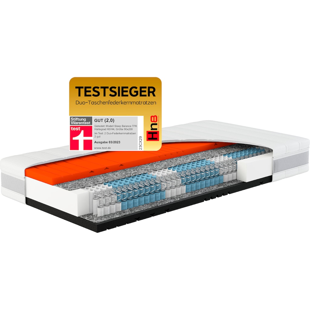 Hn8 Schlafsysteme Taschenfederkernmatratze »Sleep Balance TFK«, 24 cm hoch, Raumgewicht: 40 kg/m³, 500 Federn, (1 St., 1-tlg.)