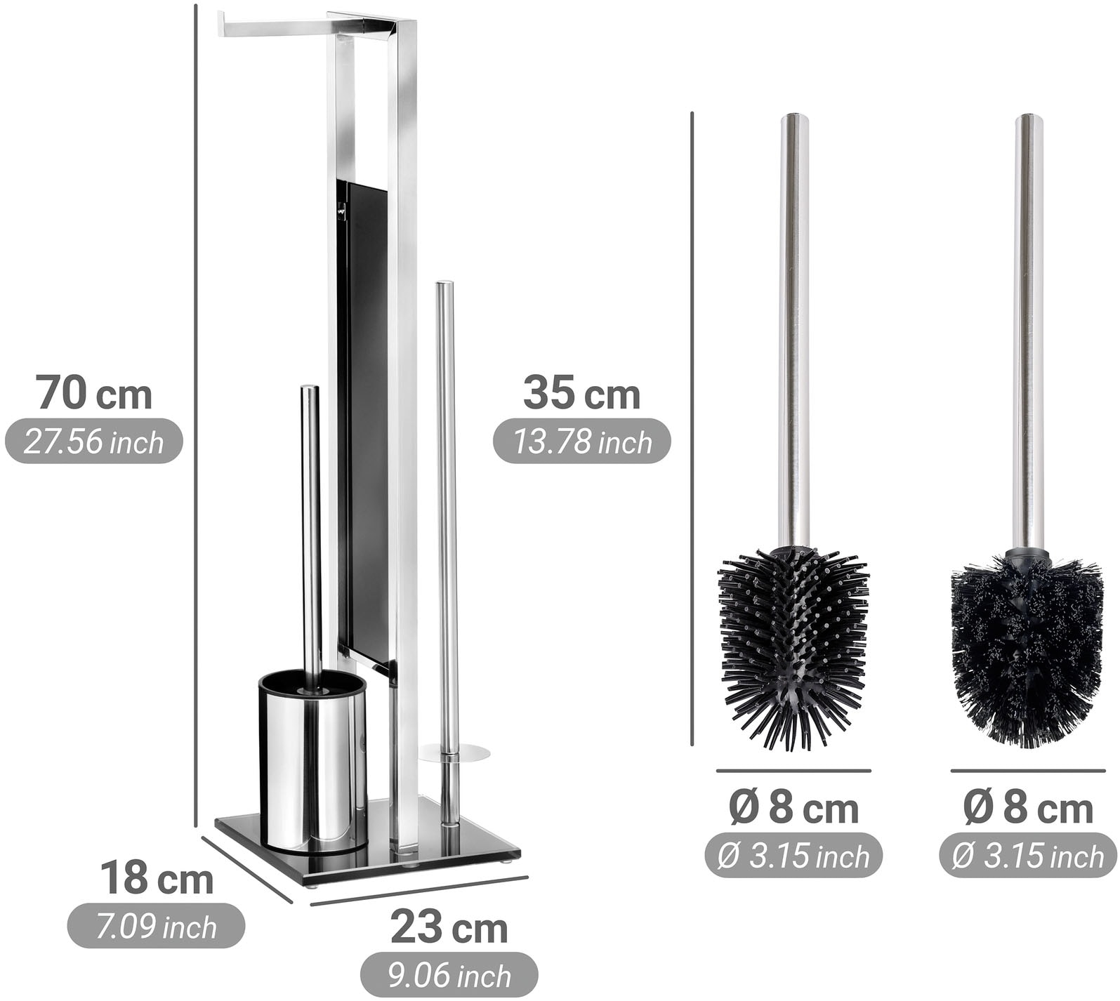 WENKO WC-Garnitur »Rivalta« Set aus Edelstahl | Sicherheitsglas