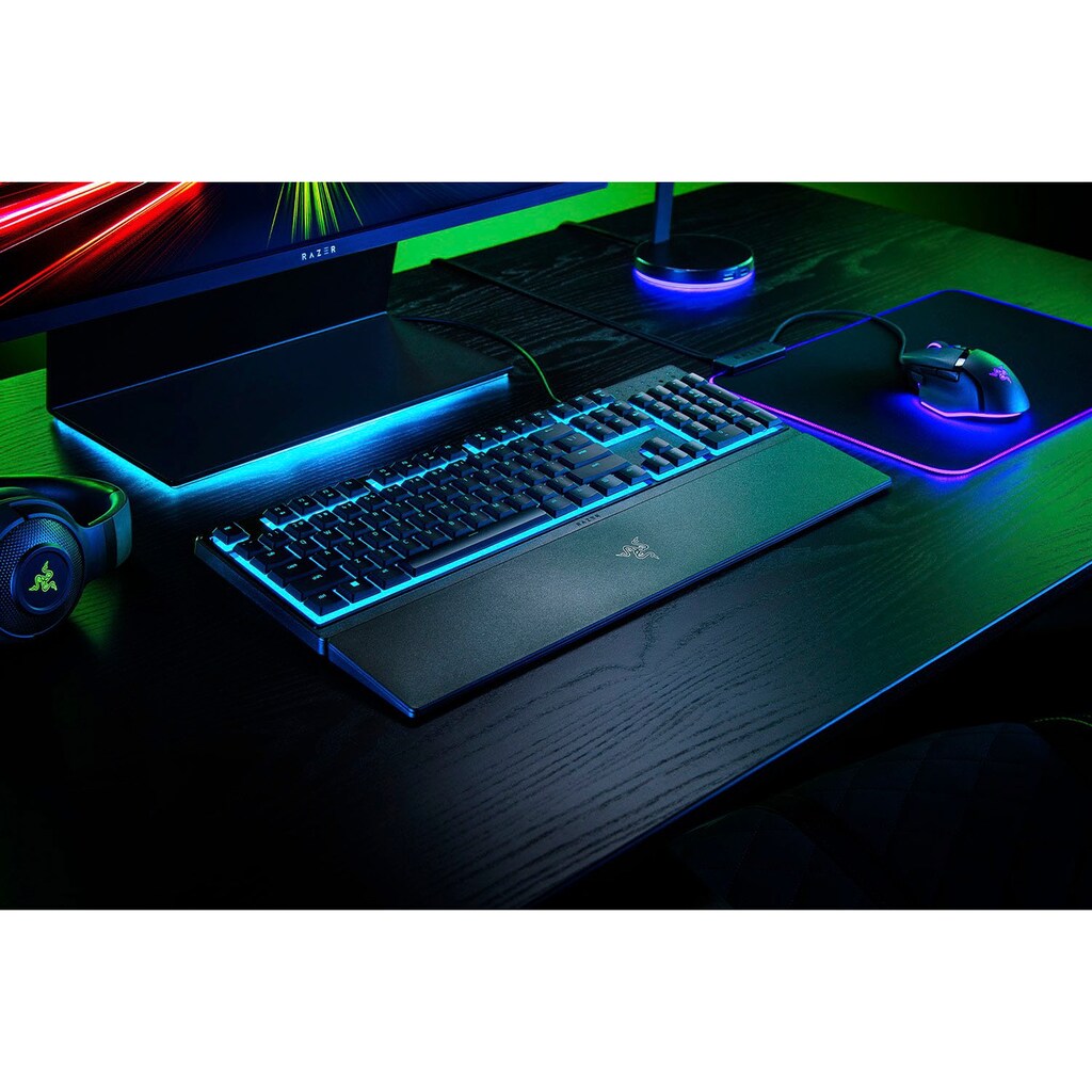 RAZER Gaming-Tastatur »Ornata V3 X«, (Handgelenkauflage-USB-Anschluss-UV-Schutzbeschichtung-Ziffernblock-ergonomische Form)