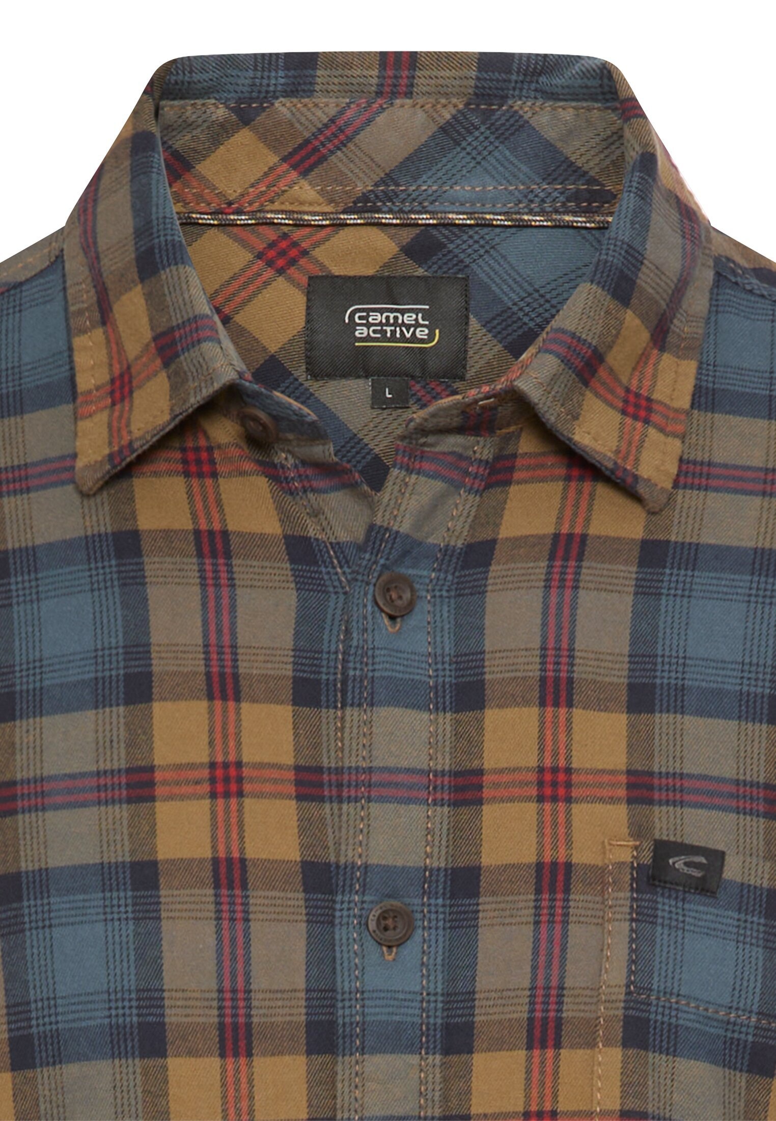 camel active Karohemd Langarmshirt mit Hemdkragen und Knopfleiste