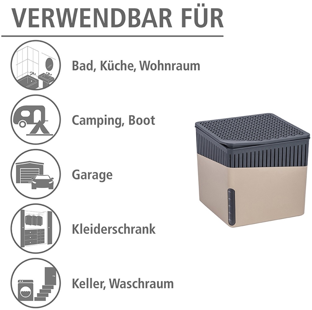 WENKO Luftentfeuchter »Modell Cube«, für 40 m³ Räume, Tank 0,8 l, mit 2 x 500 g Entfeuchter-Blöcken