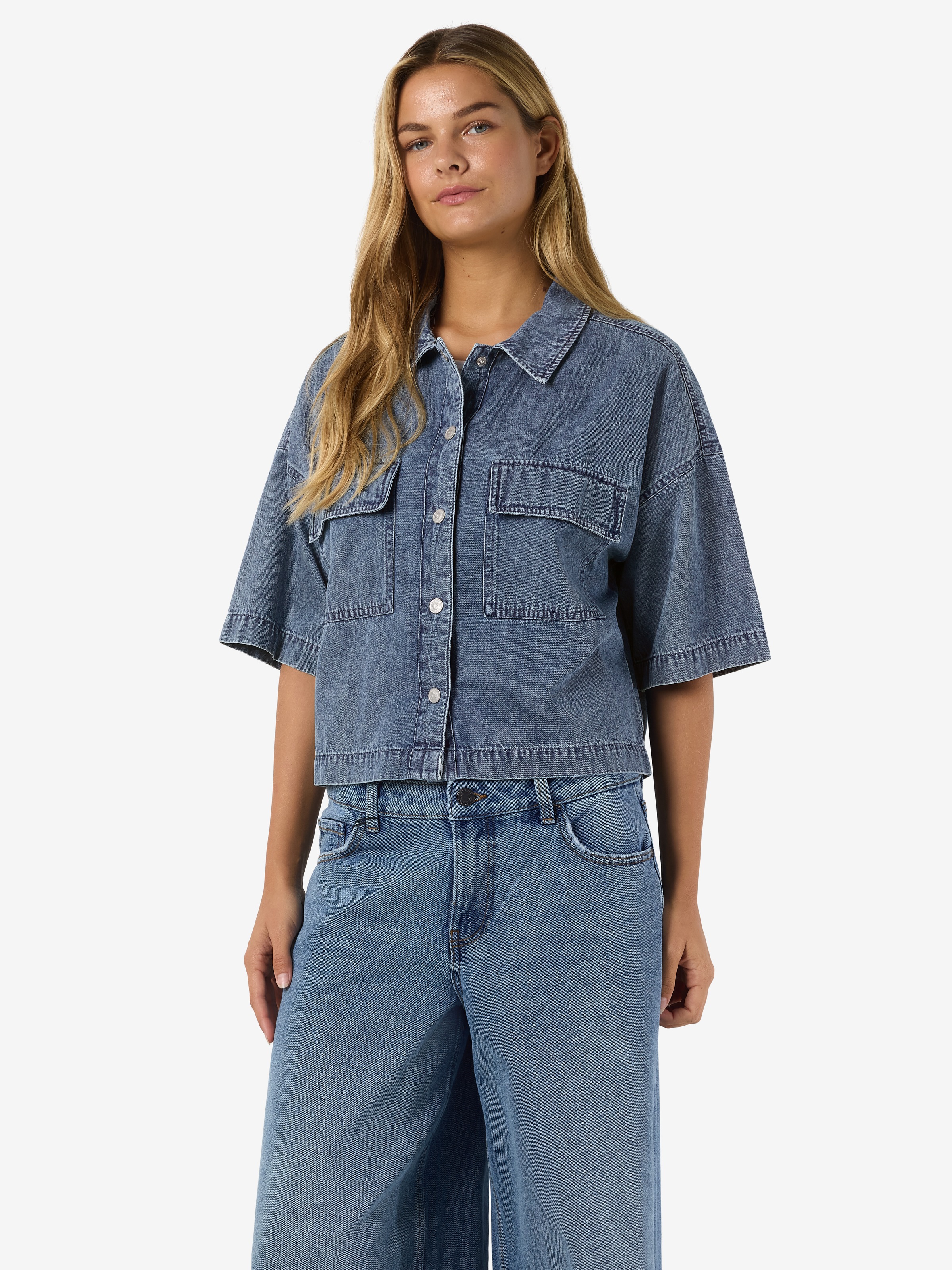 Noisy may Jeansbluse "NMENZA S/S REG CROP SHIRT MG004MB NOOS" günstig online kaufen