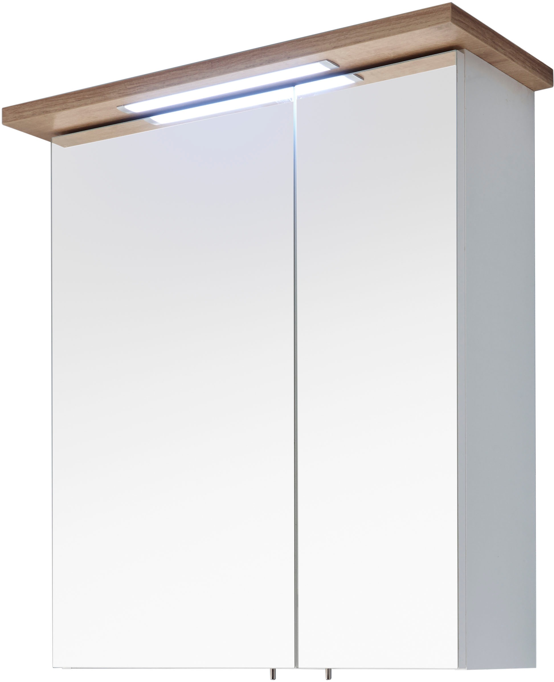 Saphir Badmöbel-Set »Quickset 2-teilig, Mineralmarmor-Waschtisch und LED-Spiegelschrank«, (2 St.), Waschplatz 61 cm breit, 4 Türen, 1 Schublade, 2 Einlegeböden, Bad-Set