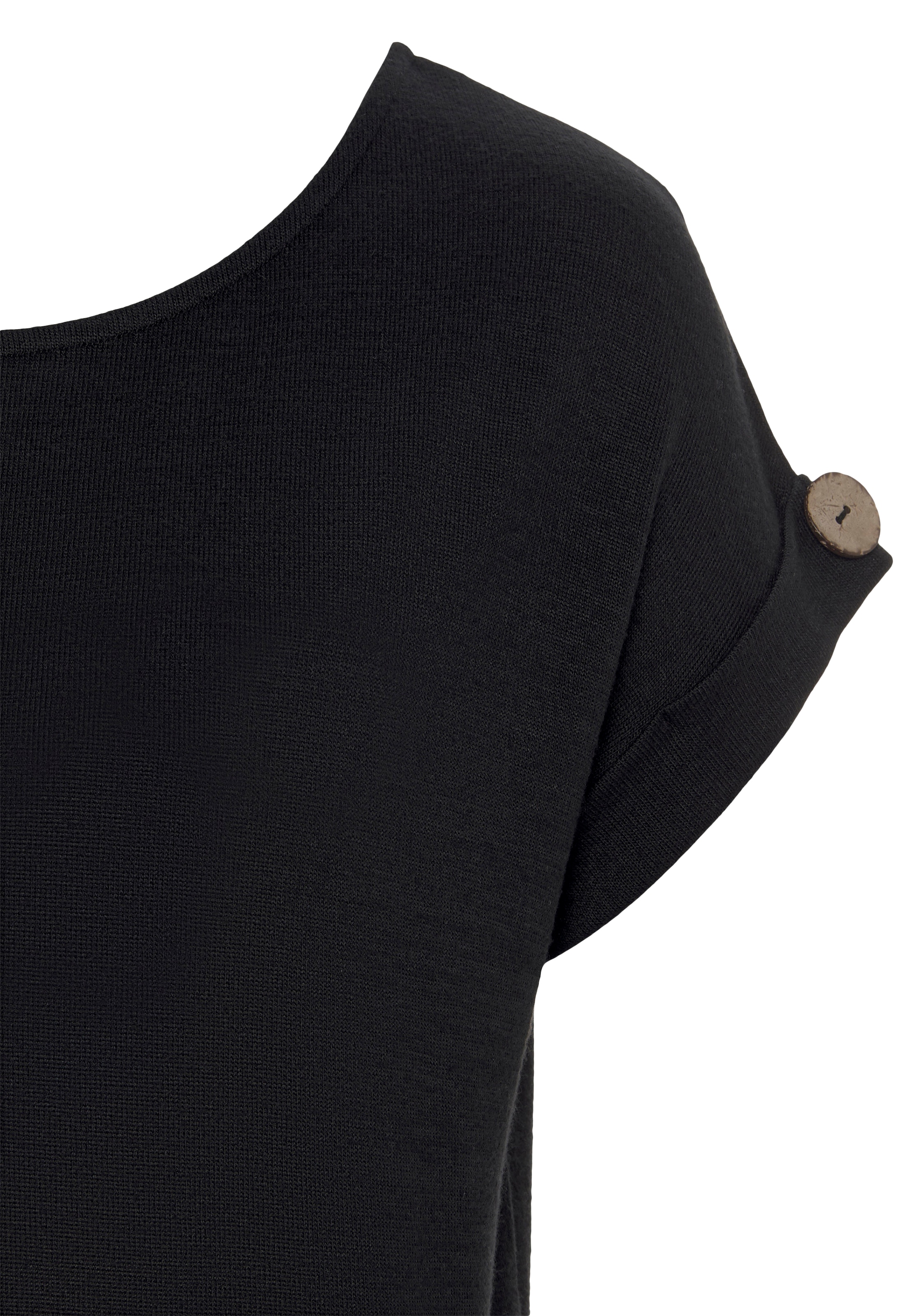 LASCANA Kurzarmshirt »mit Knopfdetail am Ärmelabschluss«, aus weichem Viskose-Feinstrick
