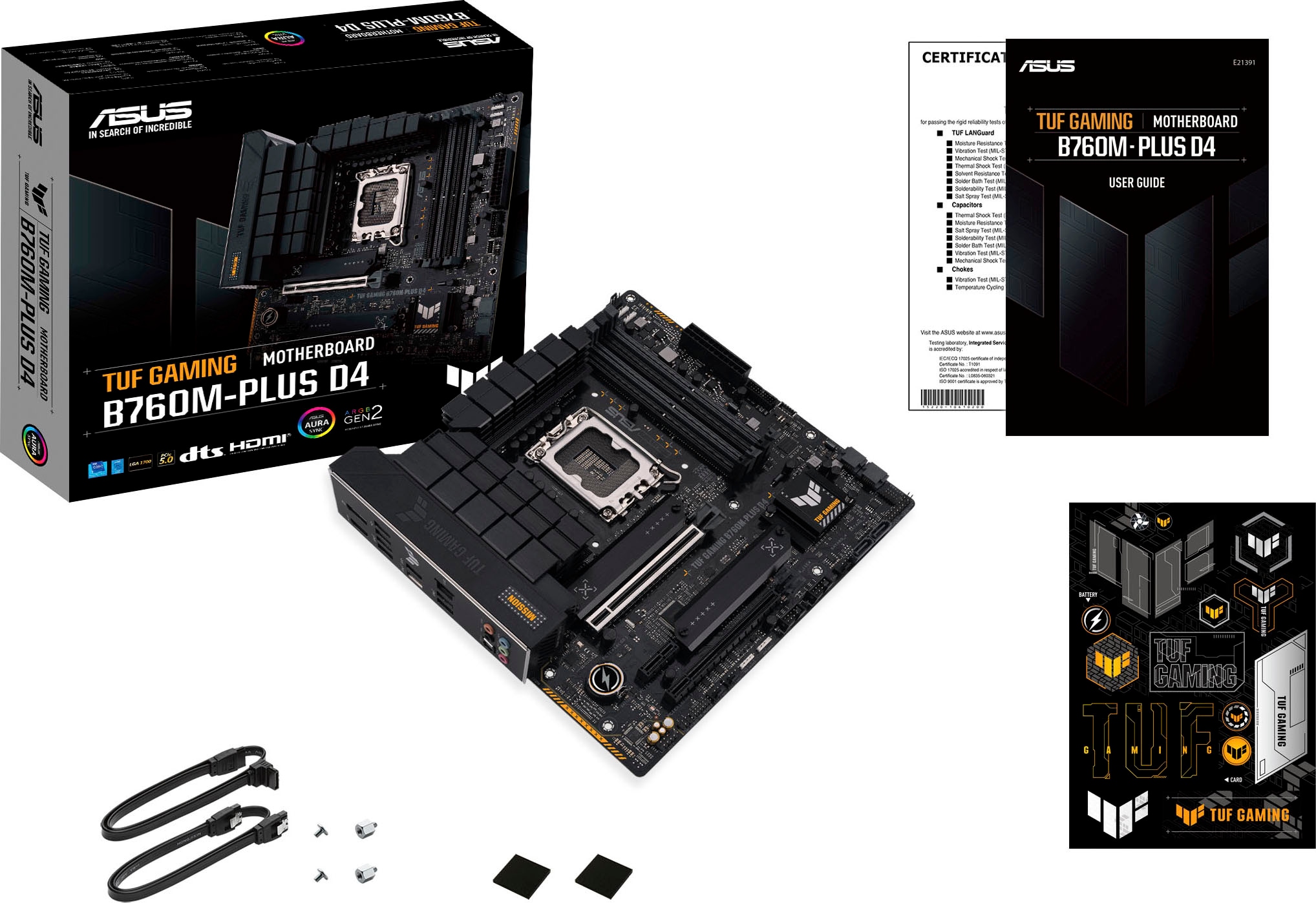 Asus Mainboard »TUF GAMING B760M-PLUS D4«, Intel B760, mATX, DDR4 Speicher, PCIe 5.0, 2x M.2, Thunderbolt 4