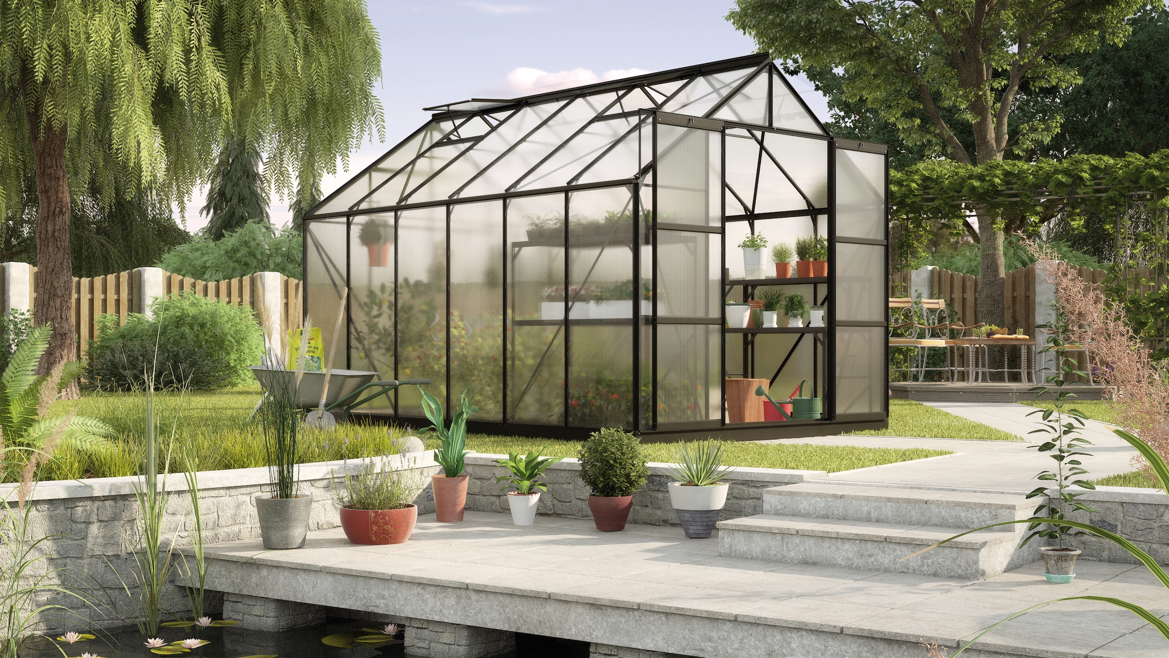 Gewächshaus VITAVIA, B:254cm T:379cm, schwarz, Garten, Gewächshäuser, "Uranus 9900"