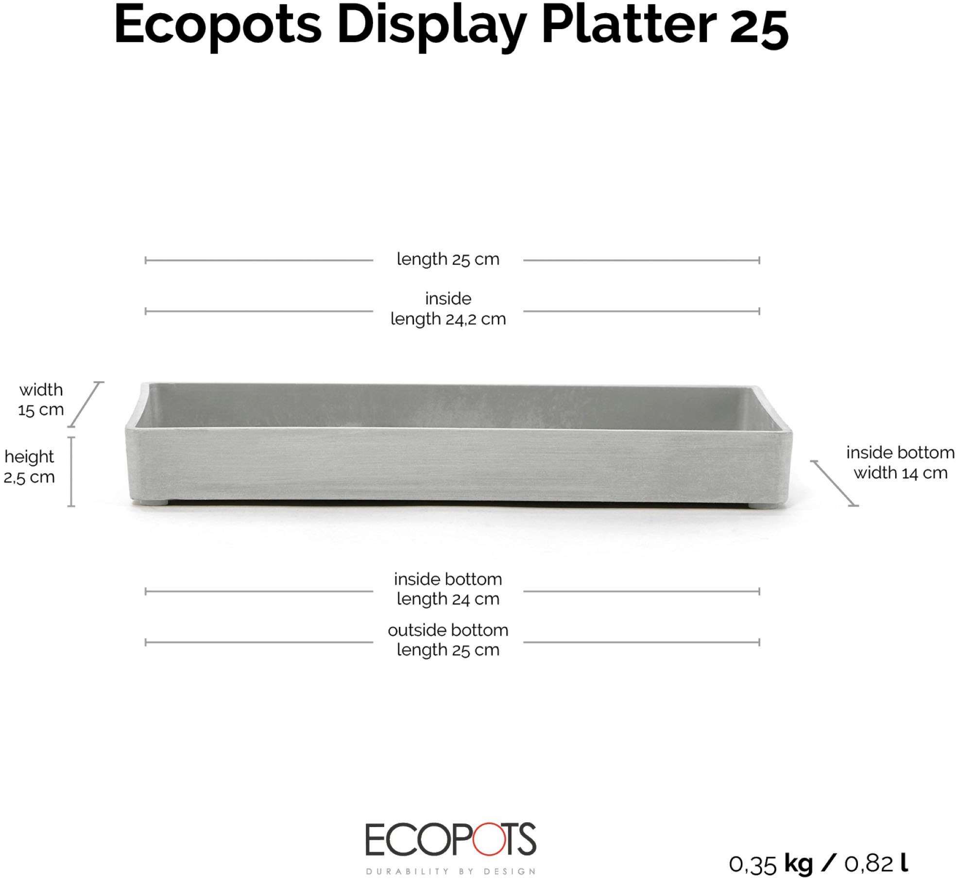 ECOPOTS Blumentopfuntersetzer »DISPLAY PLATTER« für Ecopots Amsterdam, BxTxH: 15x15x2,5 cm
