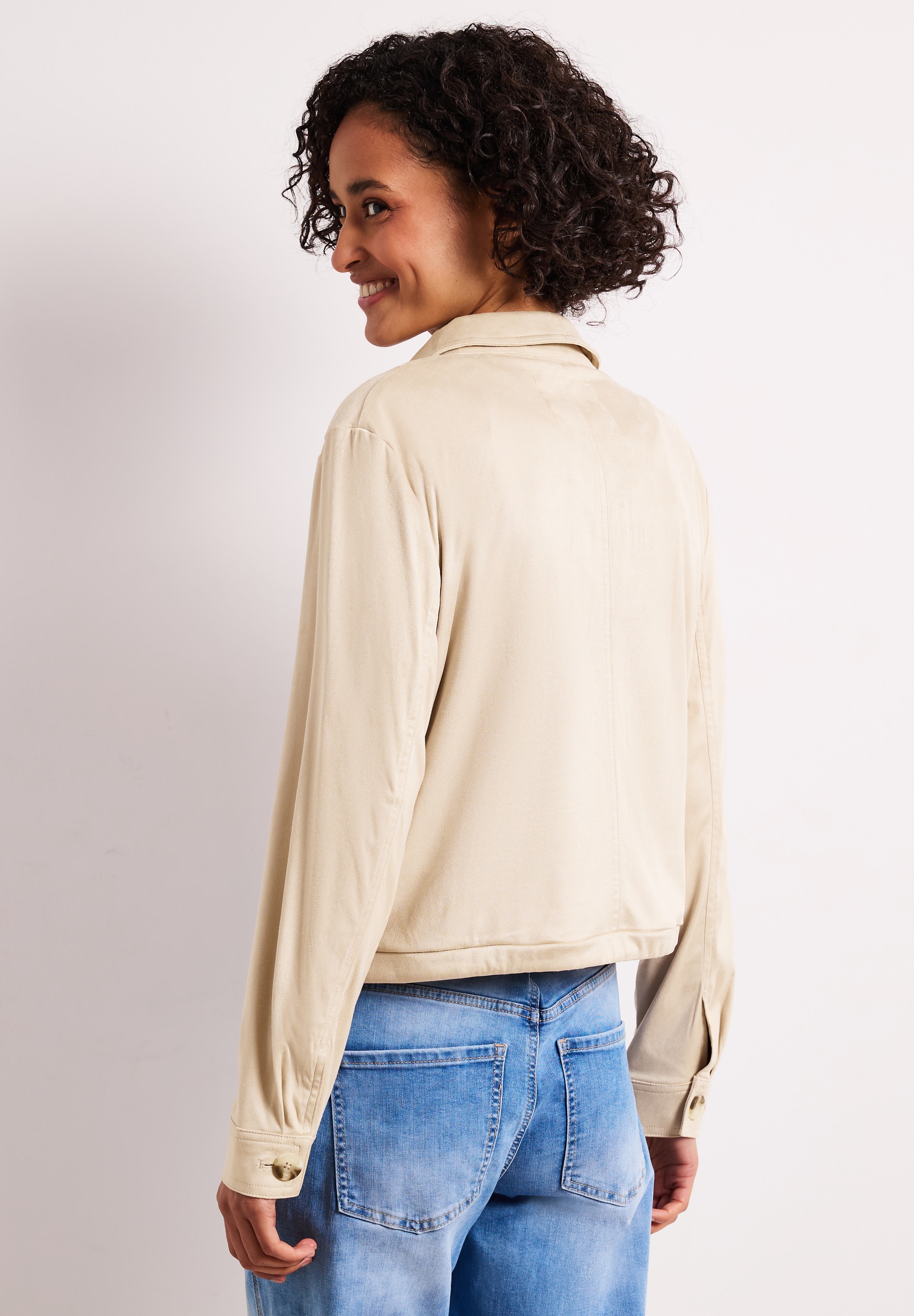 STREET ONE Blouson ohne Kapuze aus Velours mit Knopfleiste