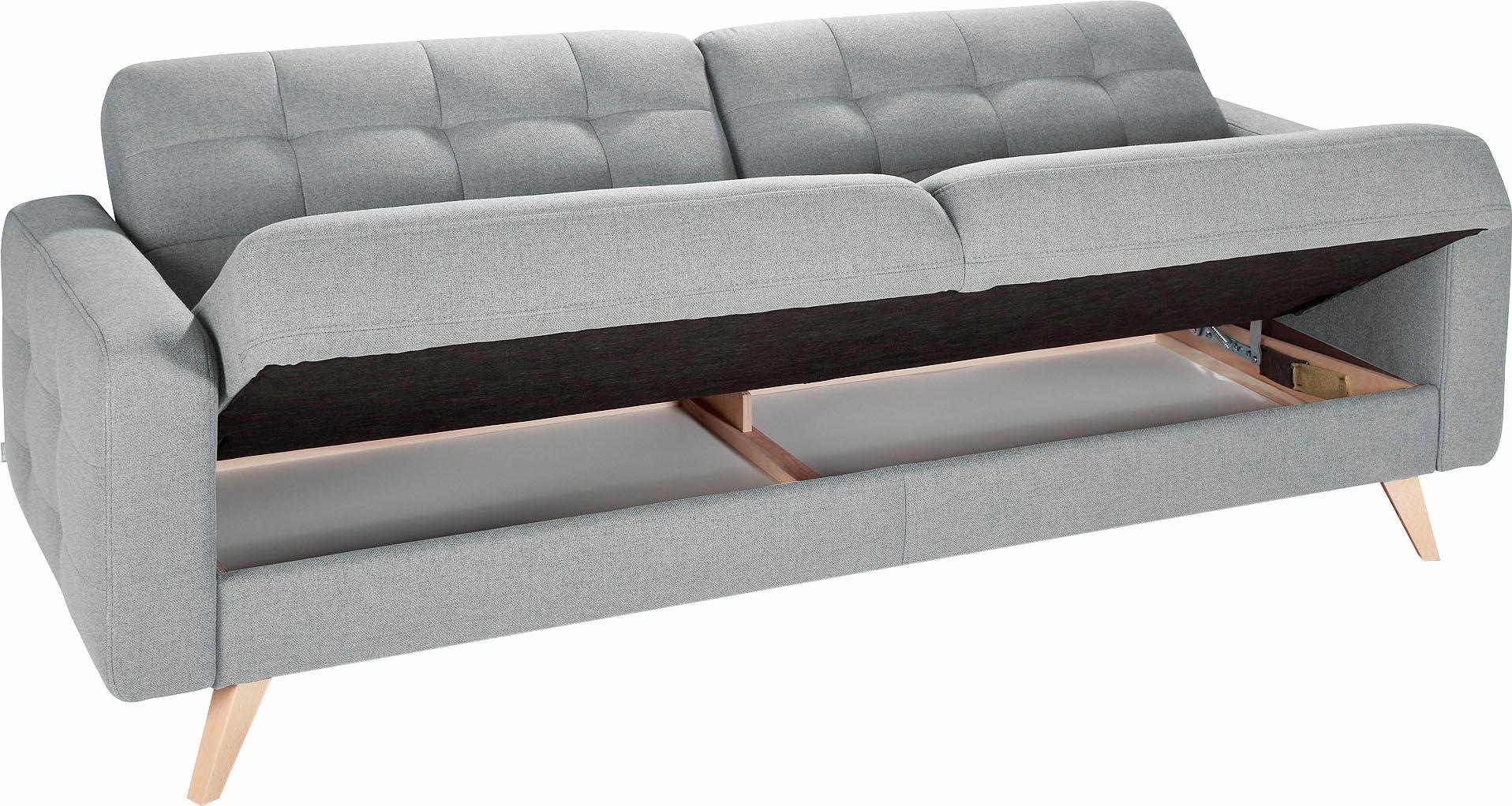 exxpo - sofa fashion 3-Sitzer »Nappa, kompakt und komfortabel, bequem, zeitloses Design, L-Form«, tolle Detailverarbeitung, mit Bettfunktion und Bettkasten