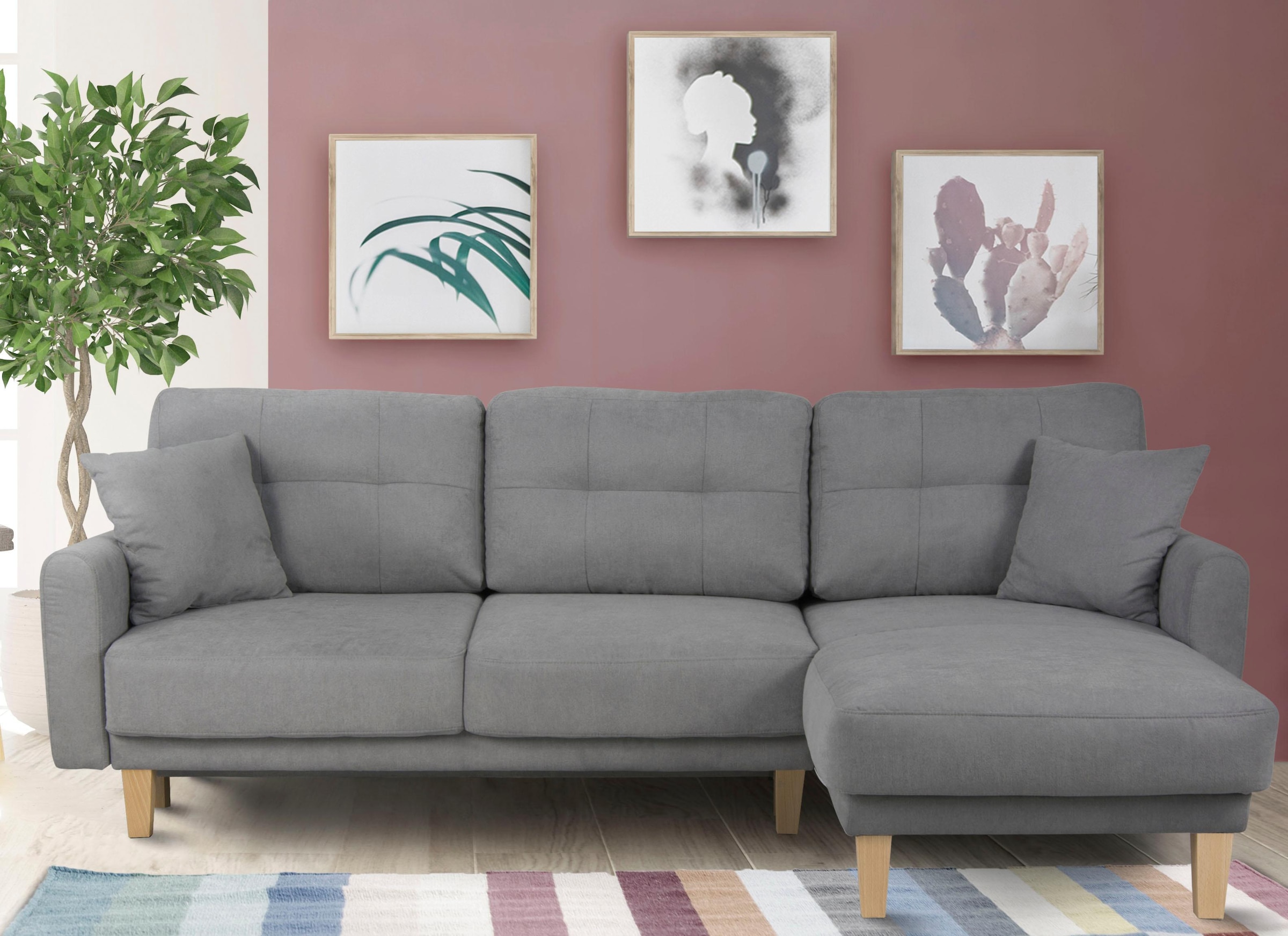 Home affaire Ecksofa "Triplo, Zierkissen, Schlaffunktion, B/T/H: 234/164/89 günstig online kaufen