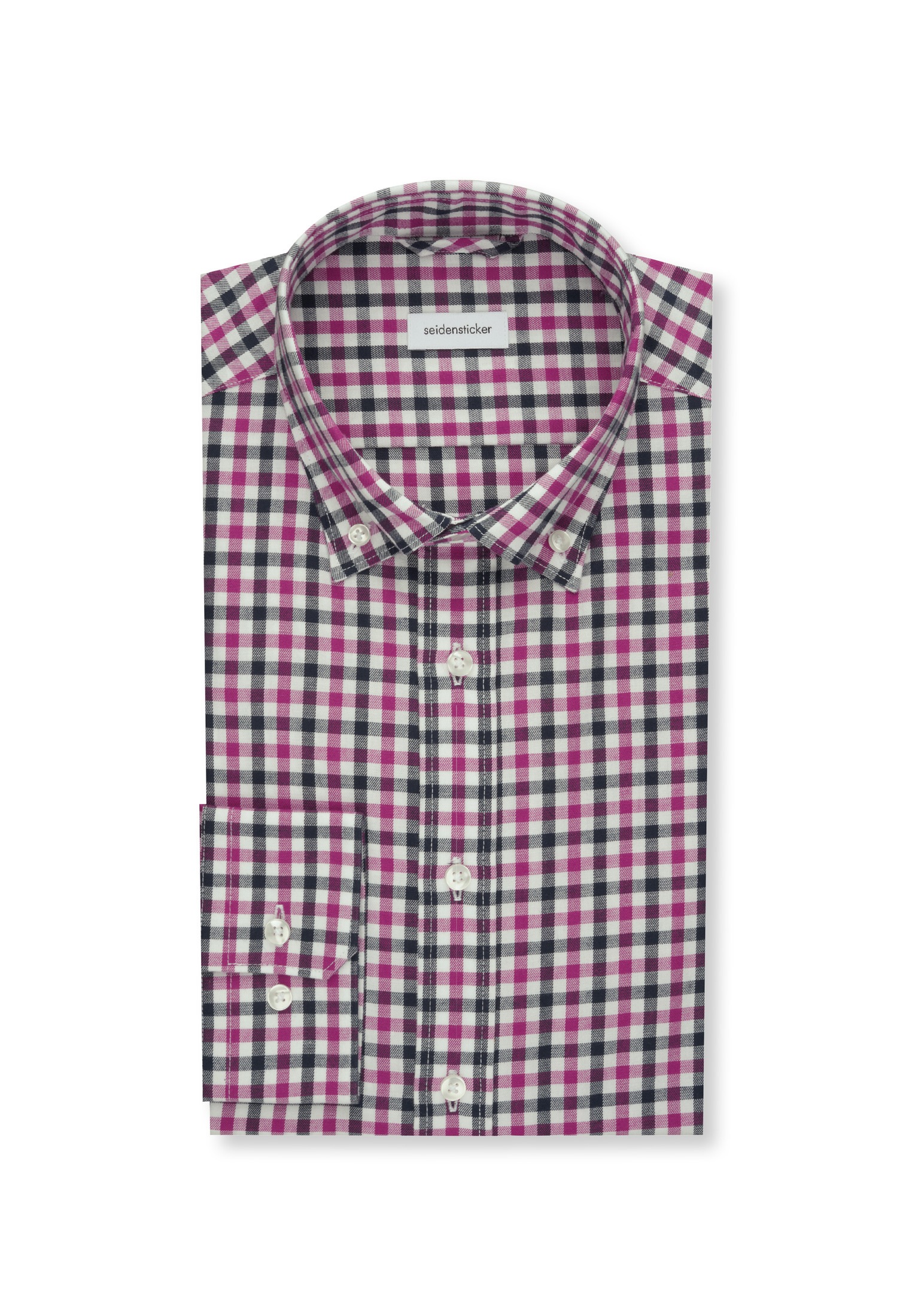 seidensticker Flanellhemd »Slim« Slim 1/1 Button-Down-Kragen Karo