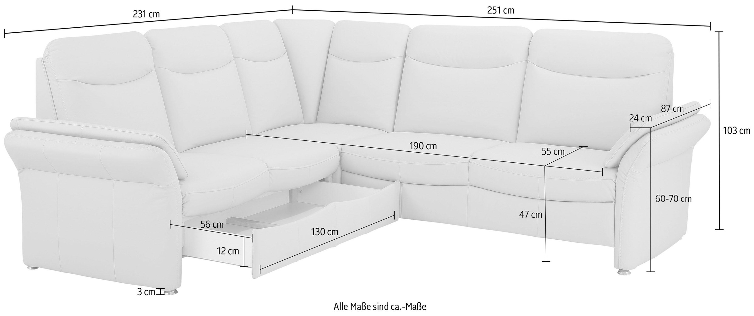 Home affaire Ecksofa »Tahoma L-Form«, mit Armlehnfunktion, wahlweise Bettfunktion, Schublade, Relaxfunktion