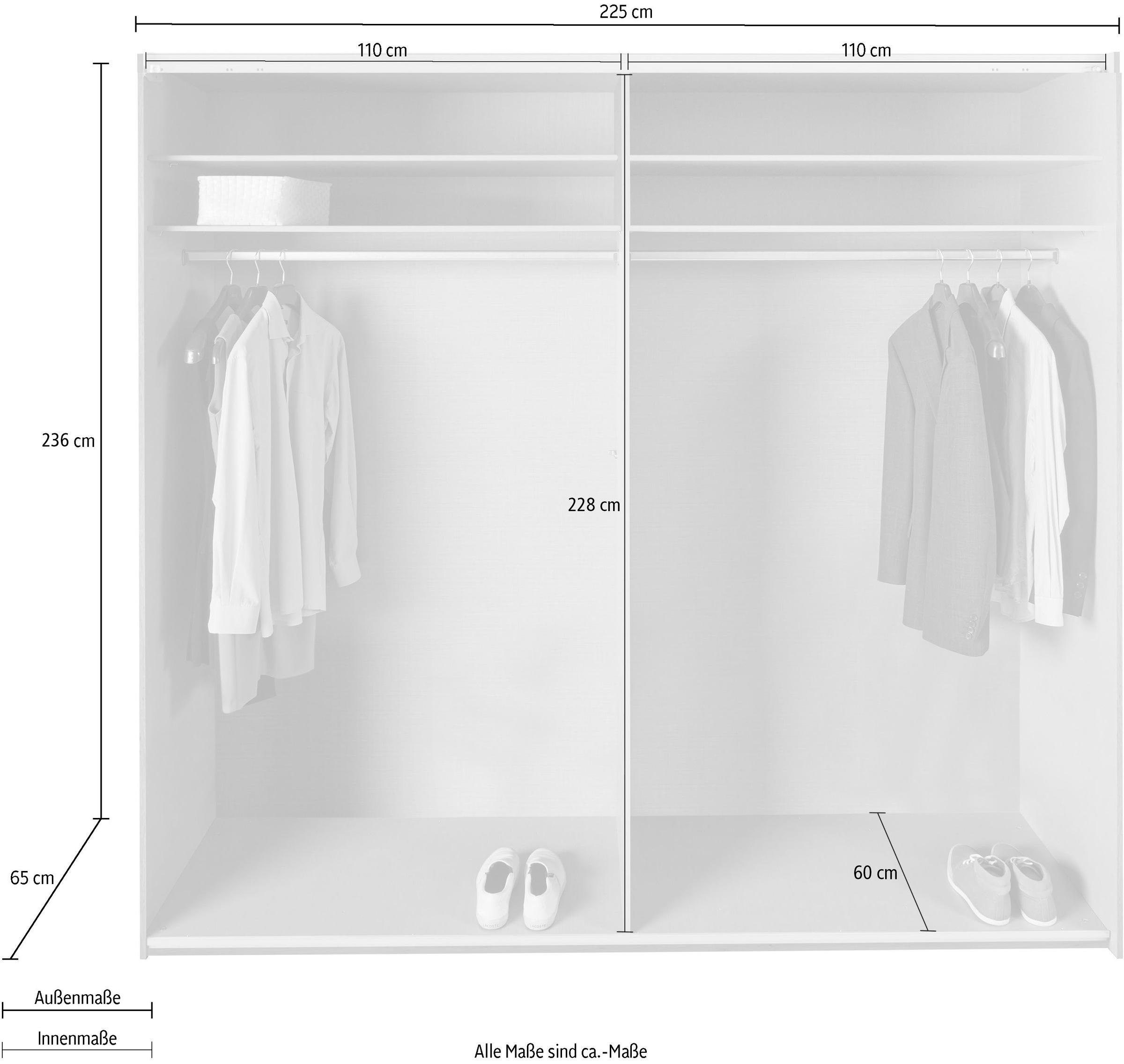 Wimex Schwebetürenschrank »Altona«, mit Glaselementen und zusätzlichen Einlegeböden