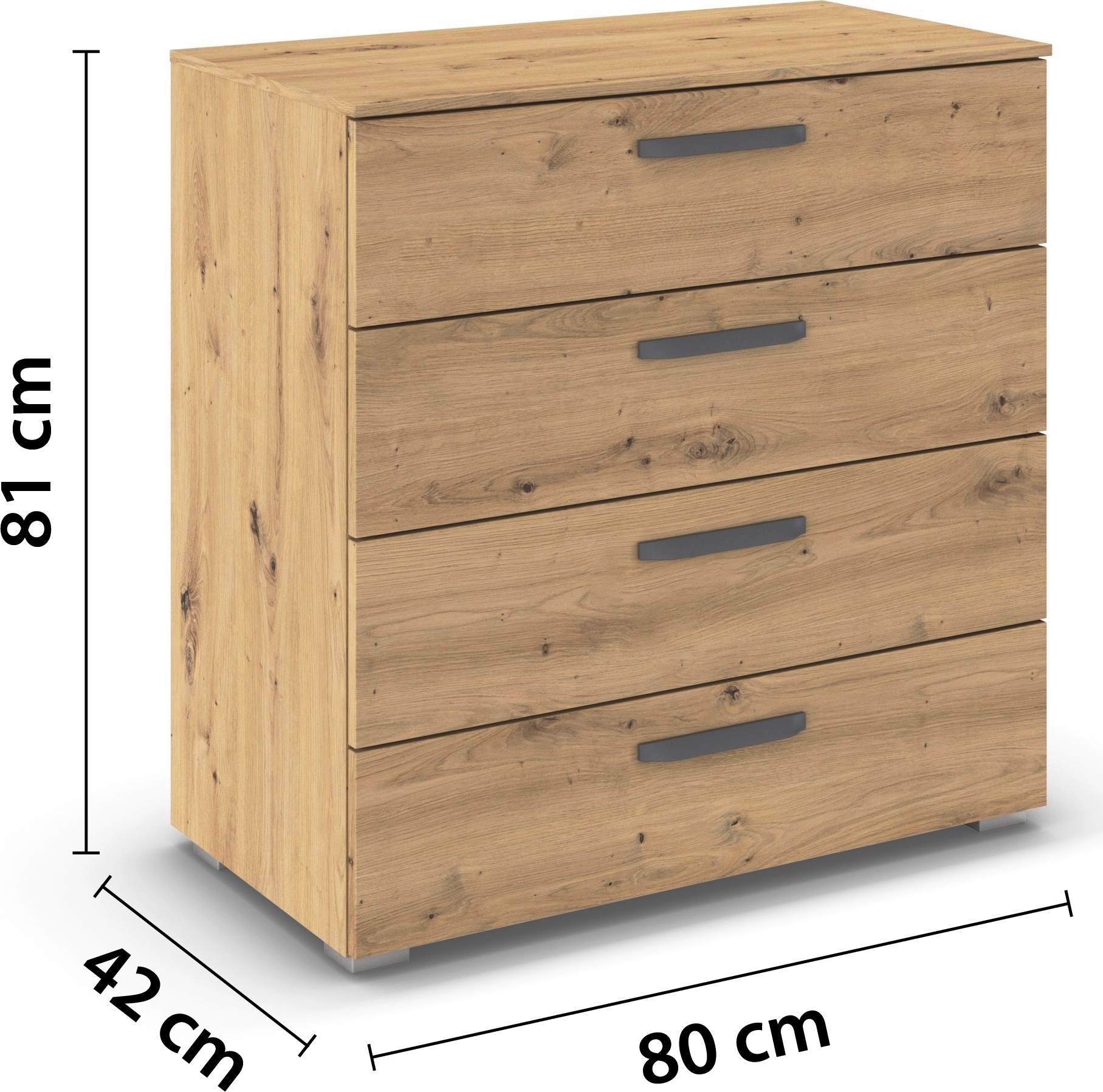 rauch Schubkastenkommode »Sideboard Schubladenkommode OTELI mit Dekor- und Hochglanzfront« Breite 80 cm inkl. Soft-Close-Funktion,  vier große und geräumige Schubladen mit viel Stauraum MADE IN GERMANY