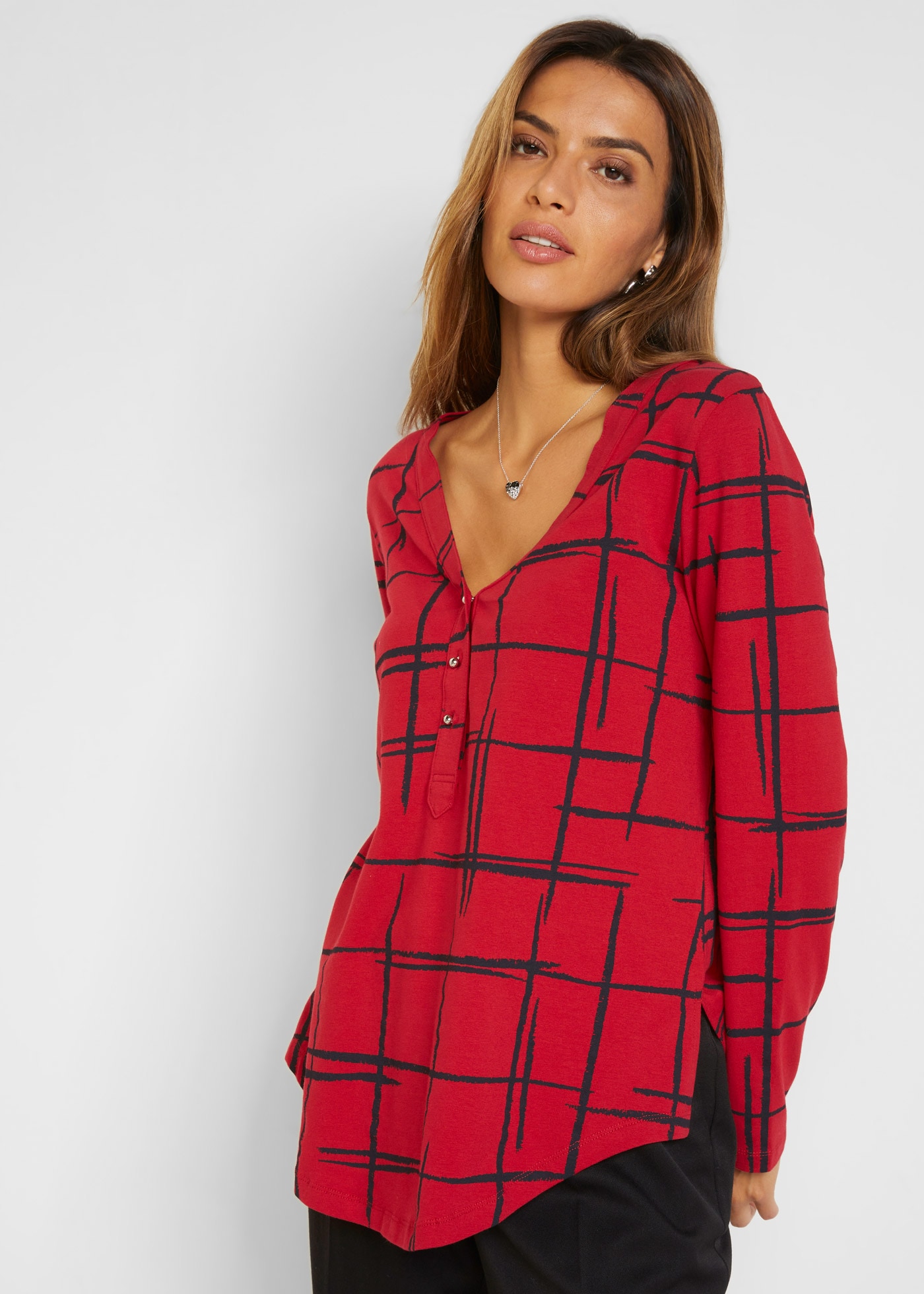 bonprix Blusenshirt figurumspielende Passform, Longshirt-Design, mit gerund günstig online kaufen