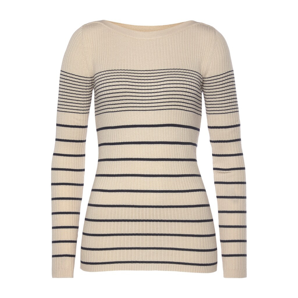 Damenmode Pullover Laura Scott Streifenpullover, aus Rippstrick - NEUE KOLLEKTION creme-gestreift Damenmode Pullover Laura Scott Streifenpullover, aus Rippstrick - NEUE KOLLEKTION creme-gestreift