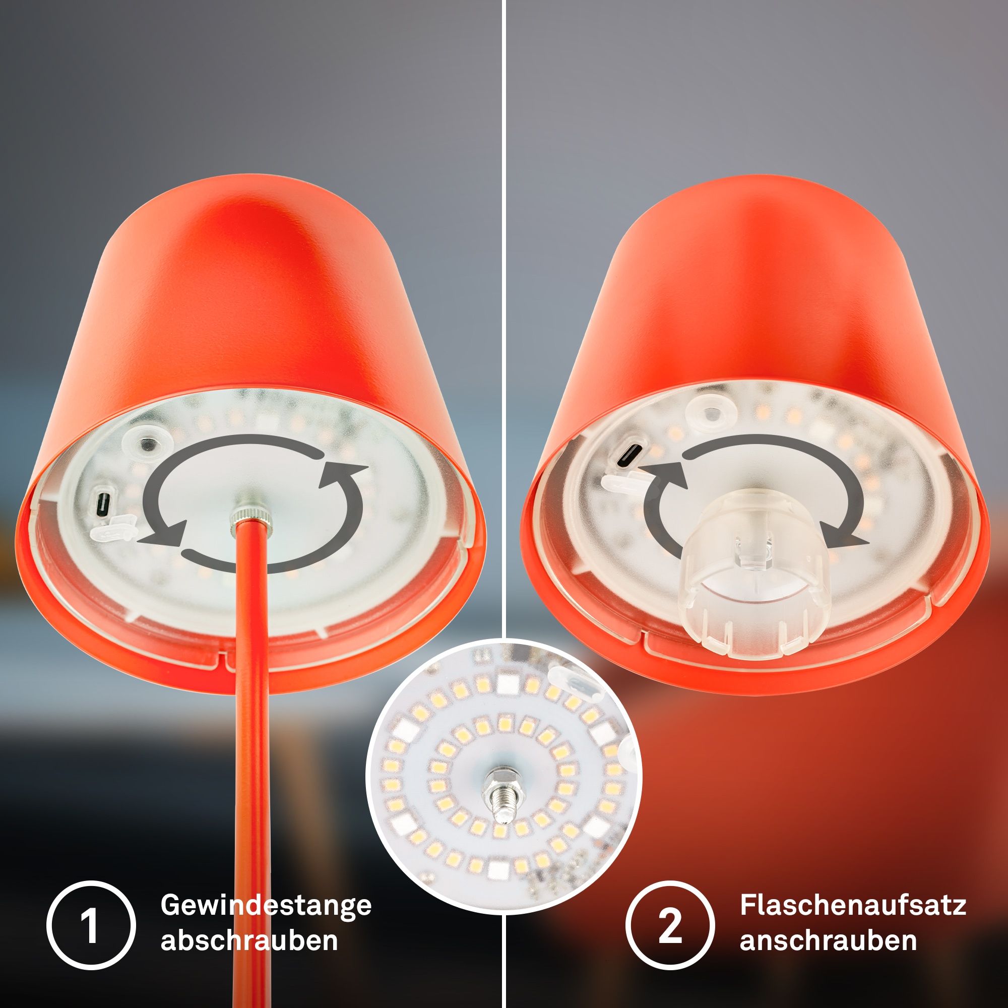 Briloner Leuchten LED Außen-Tischleuchte »RGB/W Akku Tischleuchte, IP44, 2,5W, inkl. Flaschenhalter«, Leuchtmittel LED-Modul | LED fest integriert