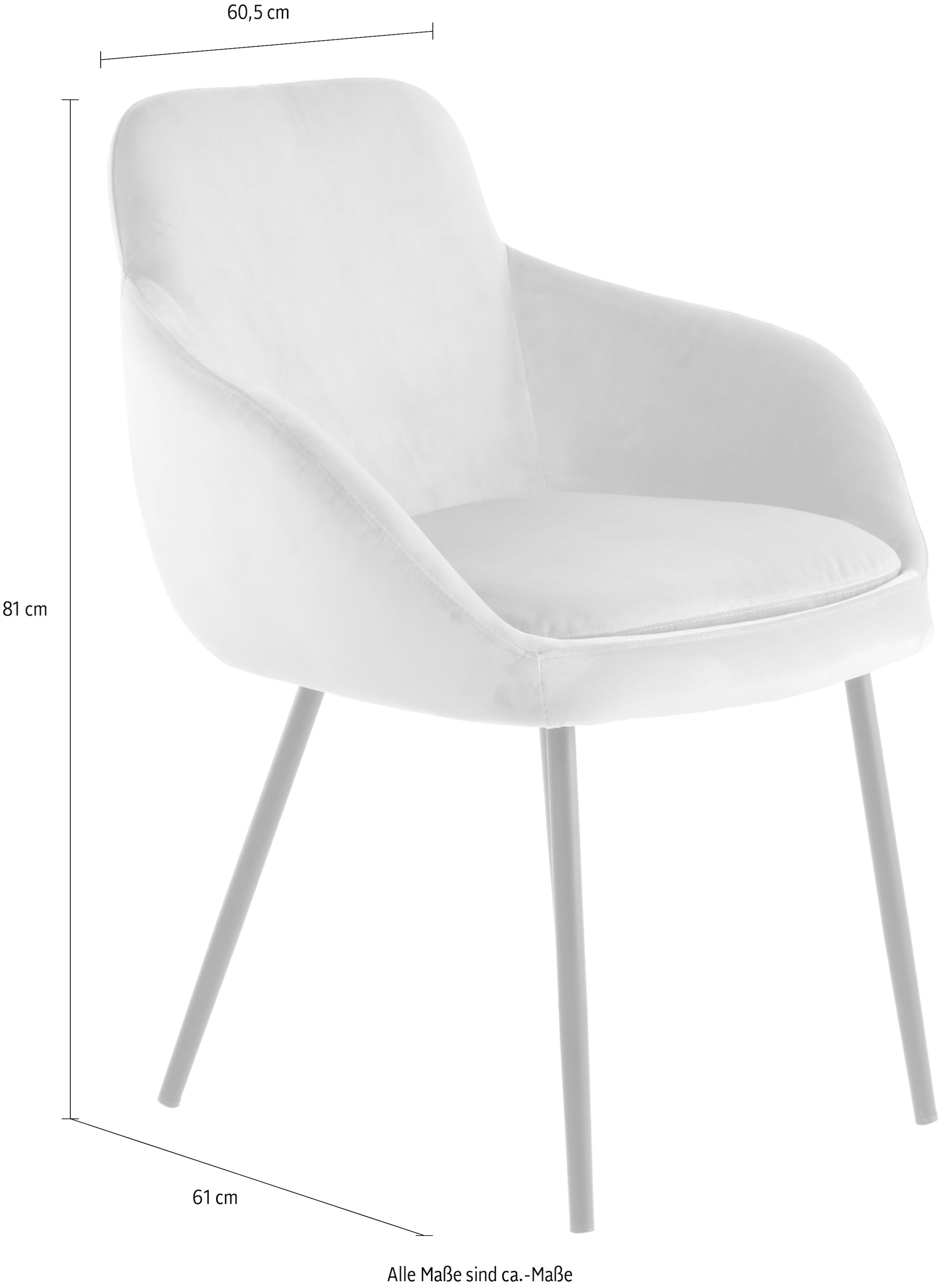 Kayoom Polsterstuhl »Stuhl Cobain 825 2er-Set, einfarbiges Design, minimalistisch gestaltet«, (Set), 2 St., samtweicher Bezug, weiche Polsterung für ein gemütliches Sitzgefühl