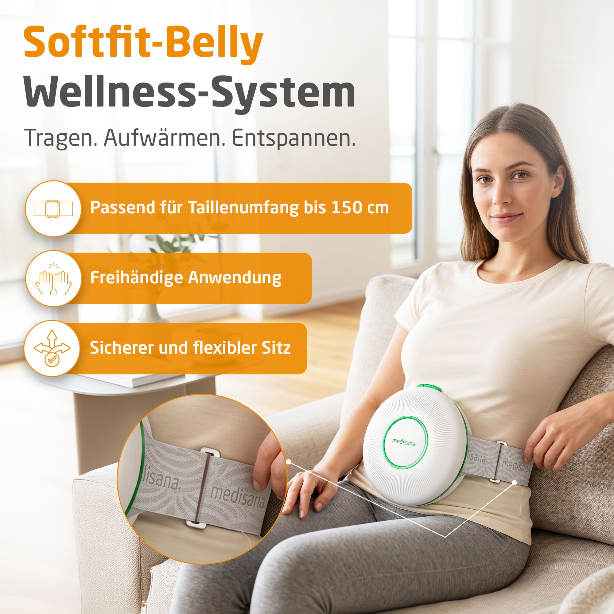 Medisana Massagegerät »BM 100« Bauchmassage, 3 Programme, Bindegewebe, Haut, Darmfunktion, mit Wärme