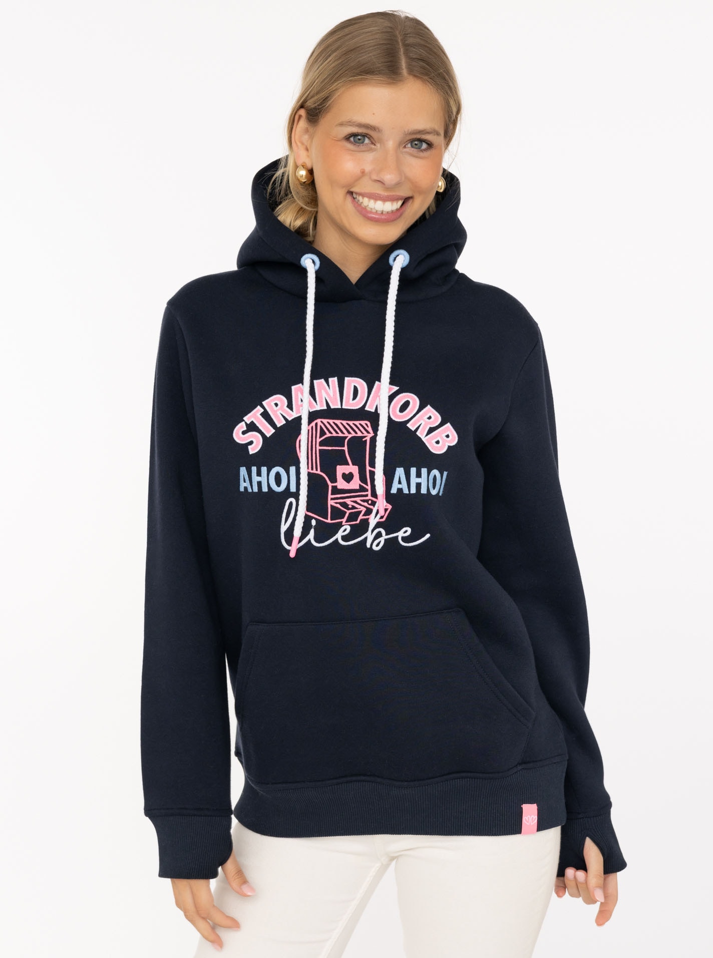 Zwillingsherz Hoodie ""Strandkorb"", maritime Stickerei, Rippbündchen, Käng günstig online kaufen