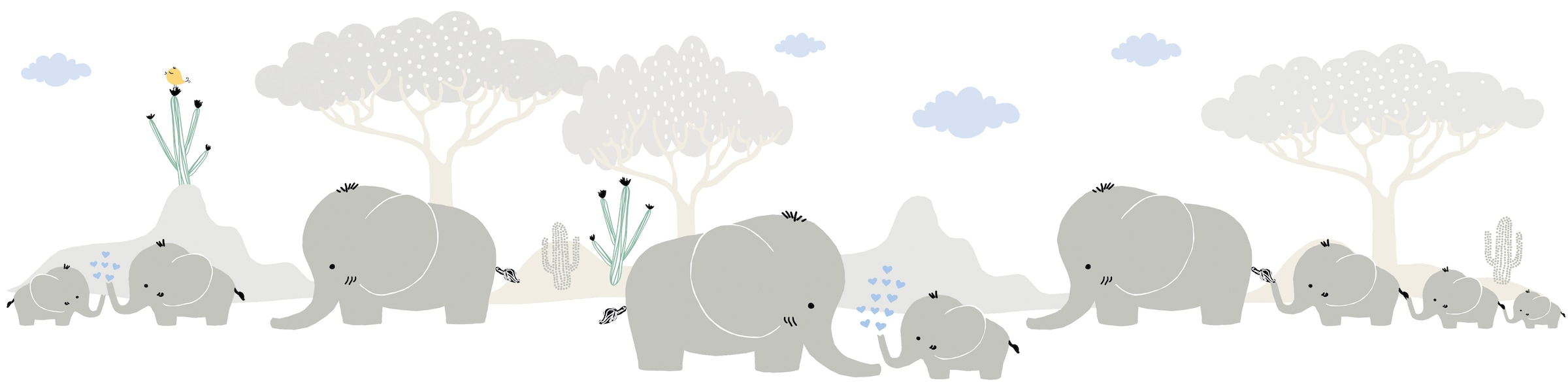 A.S. Création Bordüre "Elephant Family", Motiv-abstrakt-naturalistisch, Tapete Kinder Borte Wohnzimmer Schlafzimmer Küch