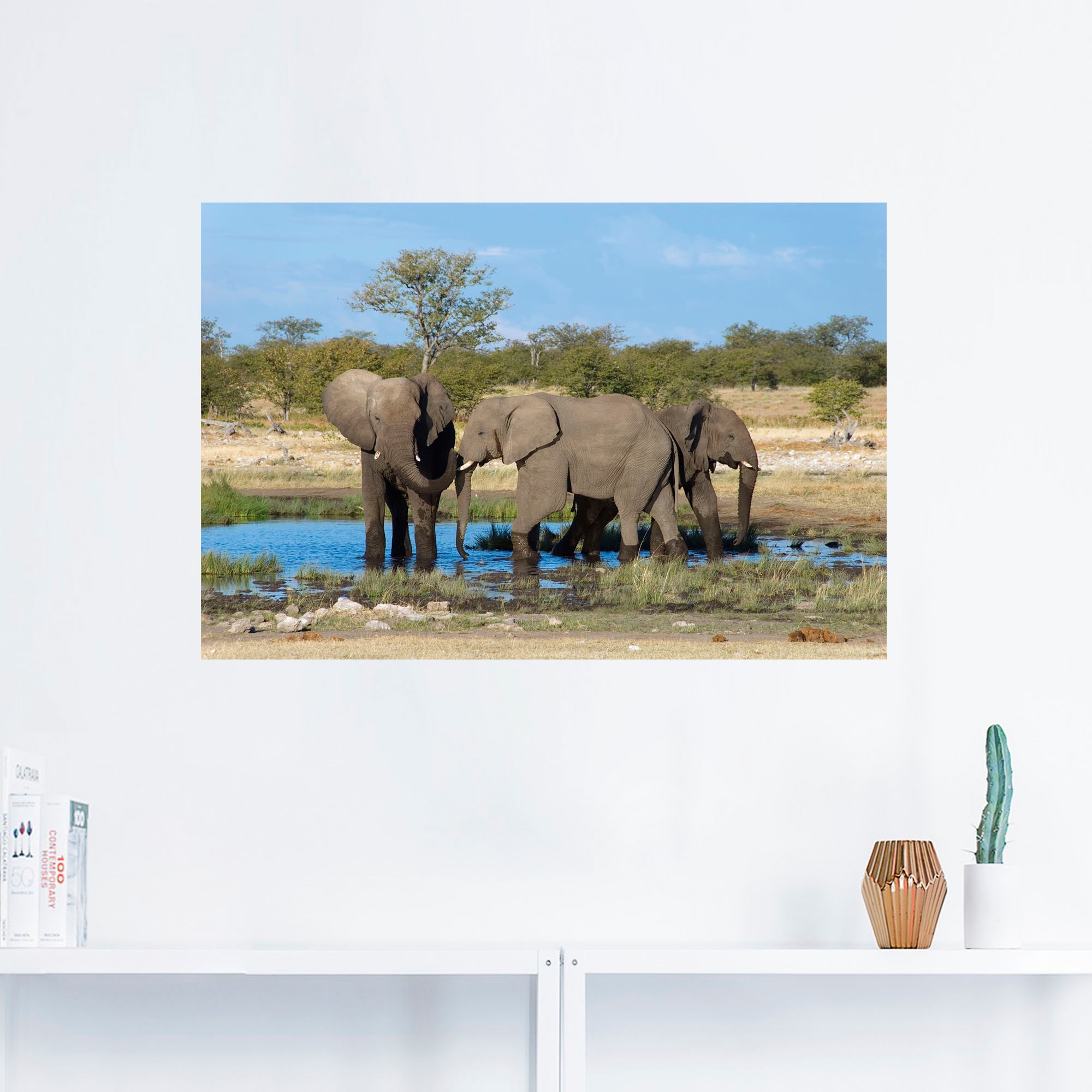 Artland Wandbild »Afrikanischer Elefant EtoshaNationalpark«, Elefanten Bilder, (1 St.), als Leinwandbild, Wandaufkleber in verschied. Größen