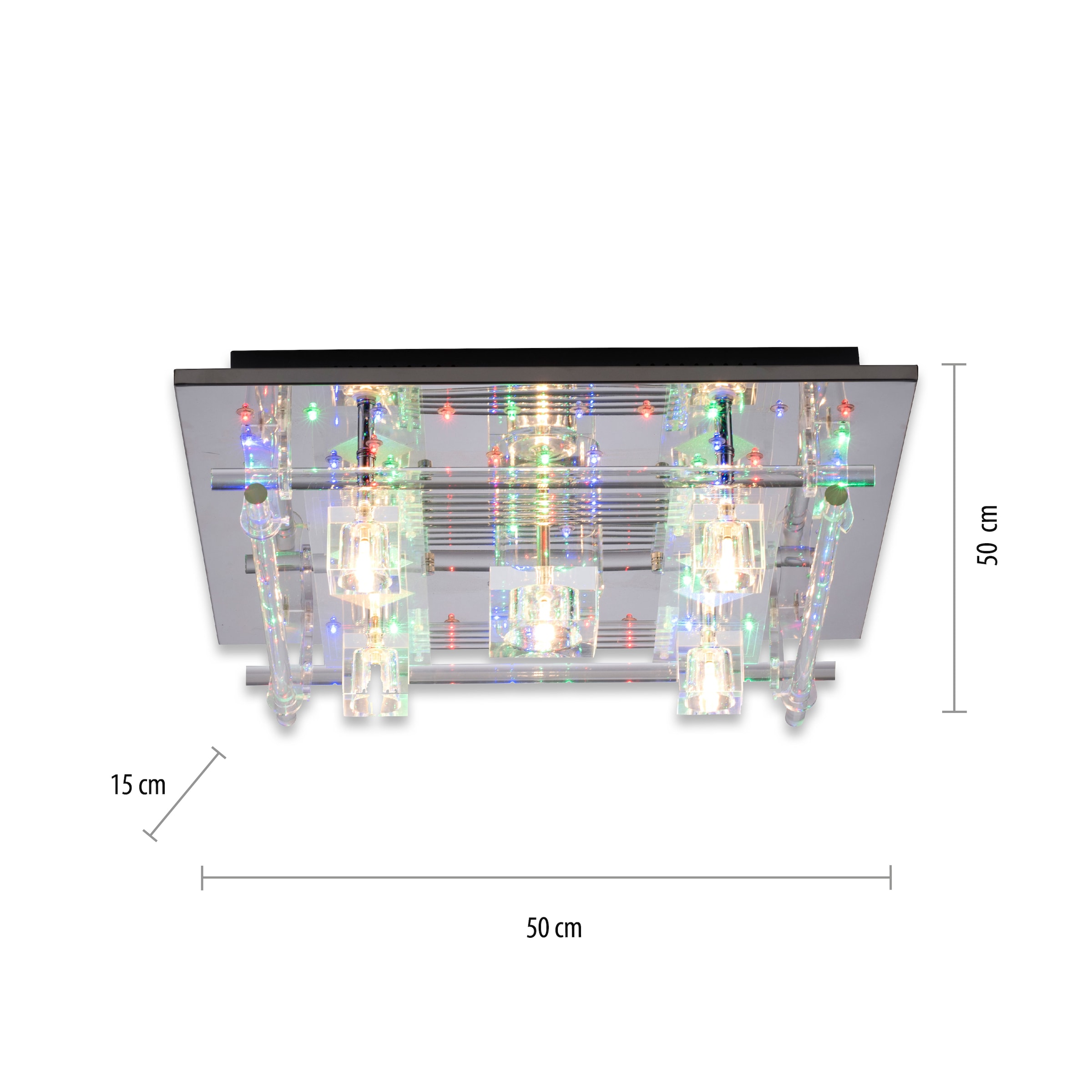 JUST LIGHT Deckenleuchte »KEMAL2.0«, 68 flammig-flammig, LED, RGB, Fernbedienung, Infrarot inkl., separat steuerbar über FB