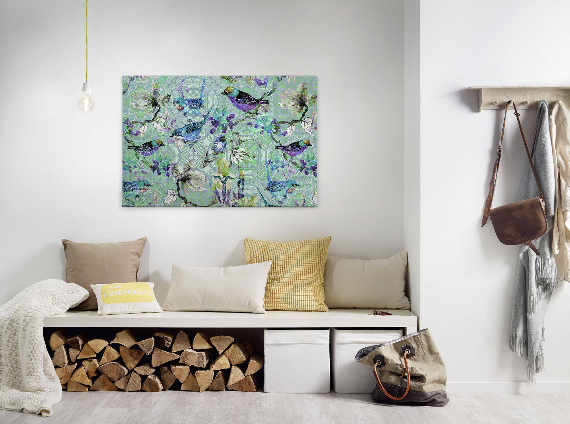 A.S. Création Leinwandbild "mosaic birds 3" Kunst Vögel 1 Stk. tlg. Mosaik Keilrahmen Floral Blumen Vögel Leinwand-Bild Wohnzimmer modern