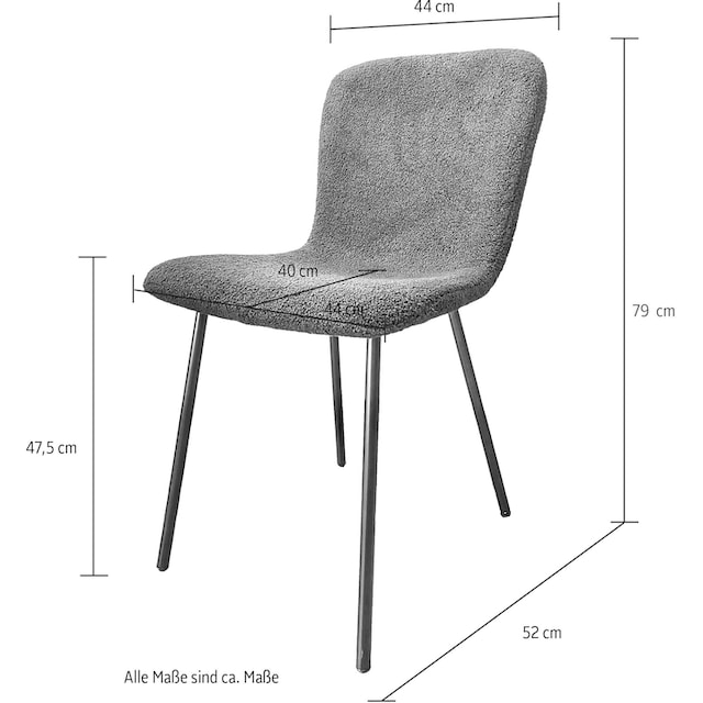 SalesFever 4-Fußstuhl, (Set), 4 St., Bouclé, ergonomisch geformte  Sitzfläche und Rückenlehne | BAUR