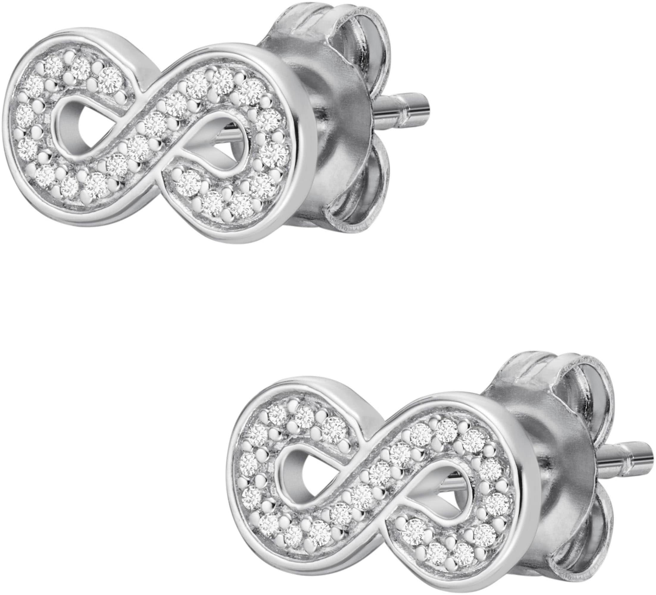 Fossil Ohrstecker-Set »STERLING, Unendlichkeitsschleife/Infinity, JFS00634040«, mit Zirkonia (synth.)