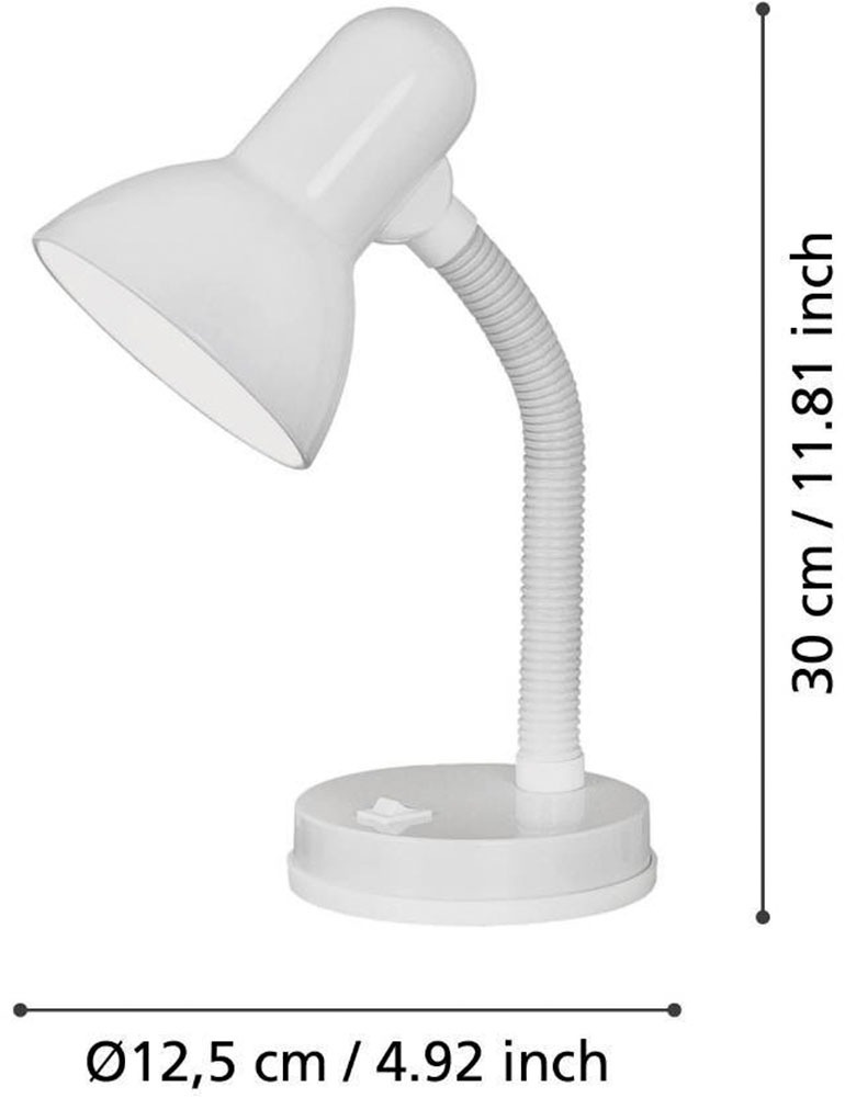 EGLO Tischleuchte »BASIC«, 1 flammig, Leuchtmittel E27 | Leuchtmittel wechselbar-ohne Leuchtmittel, Ø12,5 x H30 cm / exkl. 1 x E27 (je max. 40W) / Wippschalter